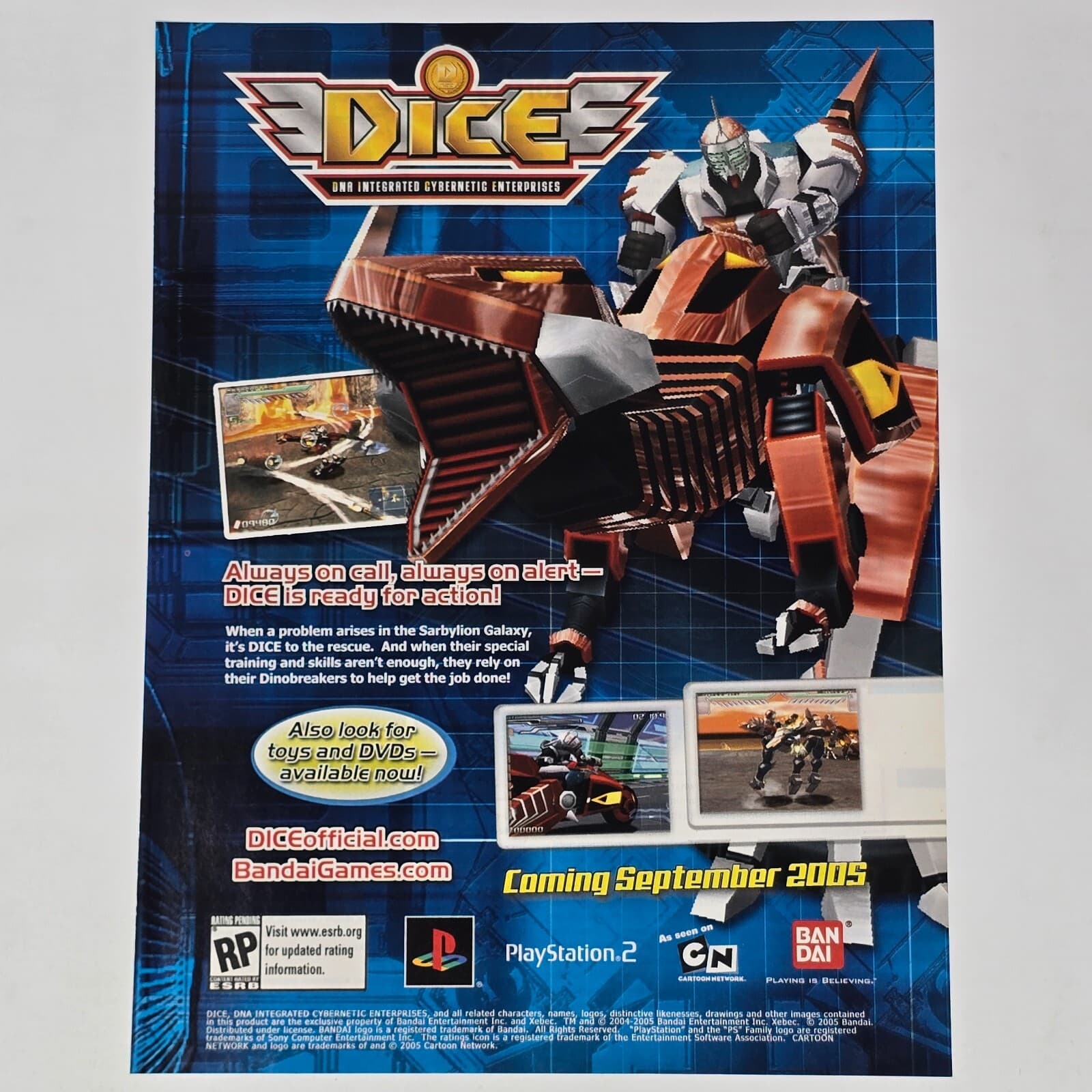 DICE DNA Intergrated Cybernetic Enterprises PS2 Action Print Ad/Poster Art