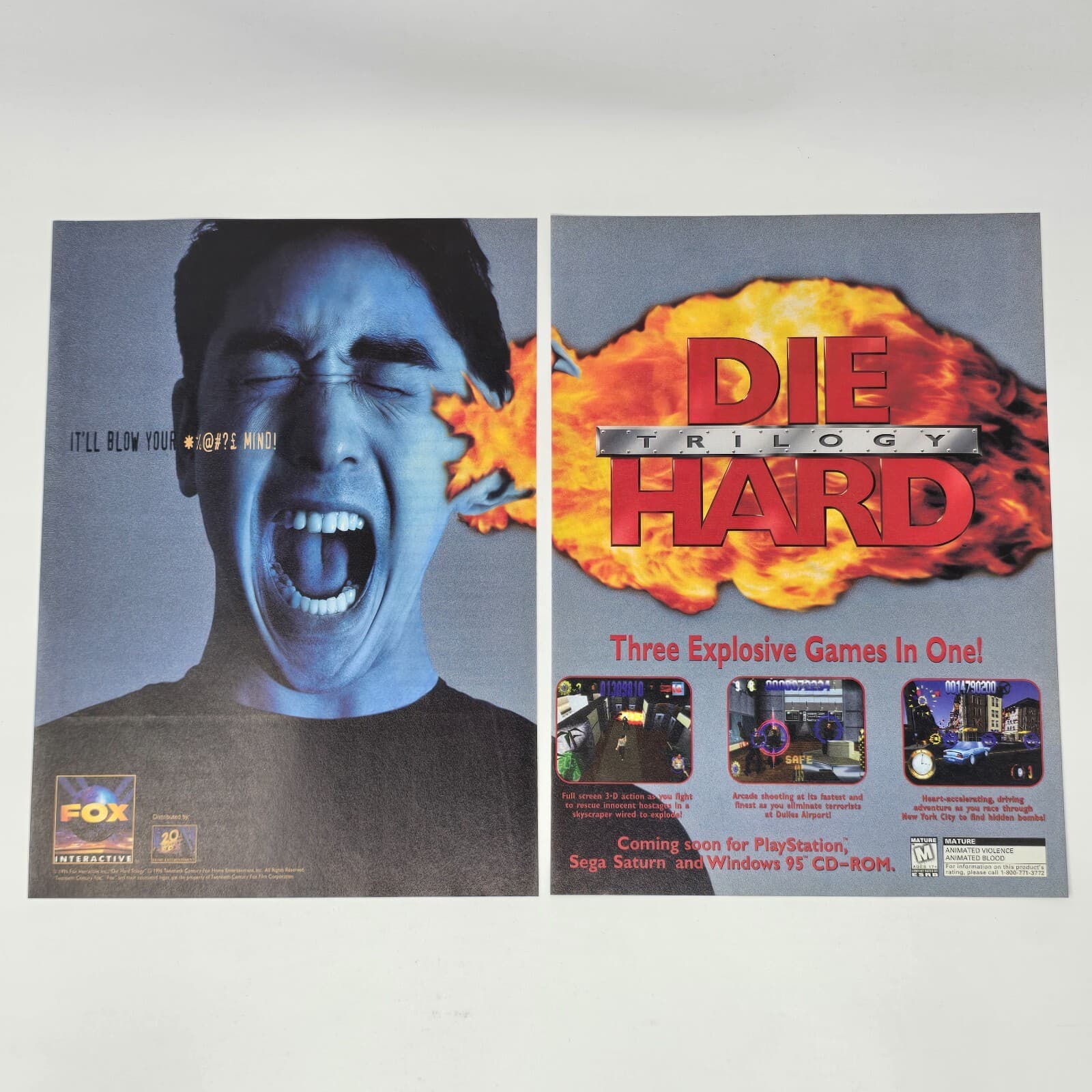 Die Hard Trilogy Sega Saturn PlayStation 1 PS1 PC Explosive Print Ad/Poster Art