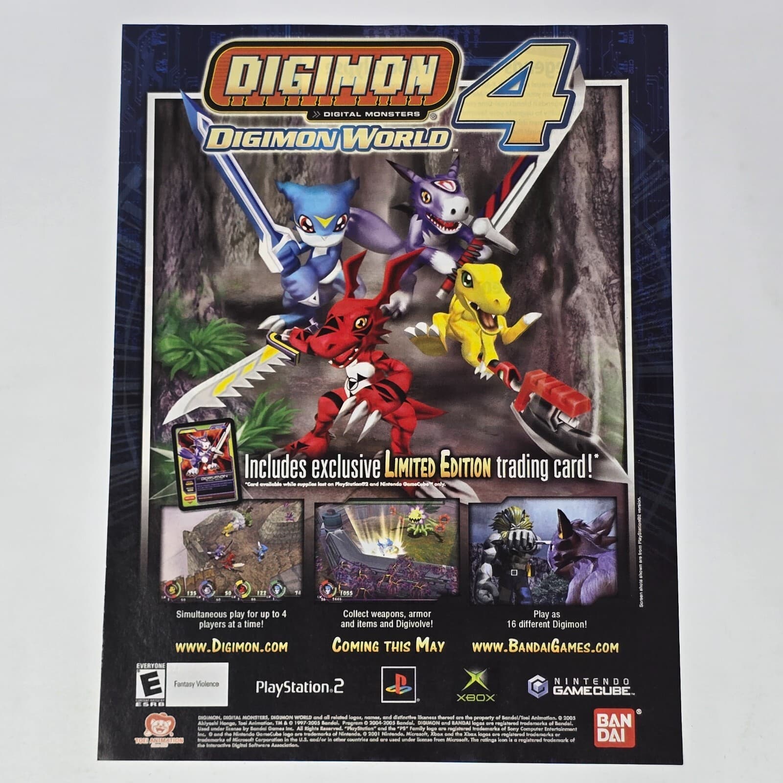 Digimon World 4 PS2 Xbox Nintnedo GameCube Limited Edition Print Ad/Poster Art