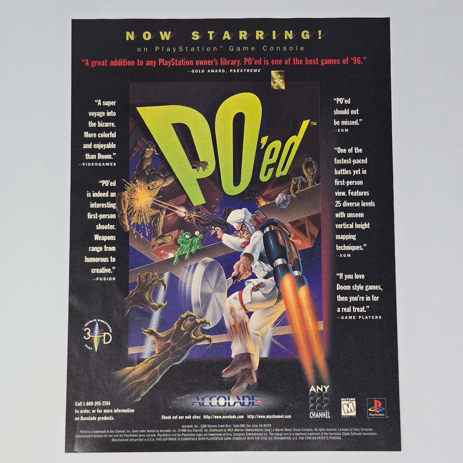 PO'ed PlayStation 1 PS1 Great Addition Print Ad/Poster