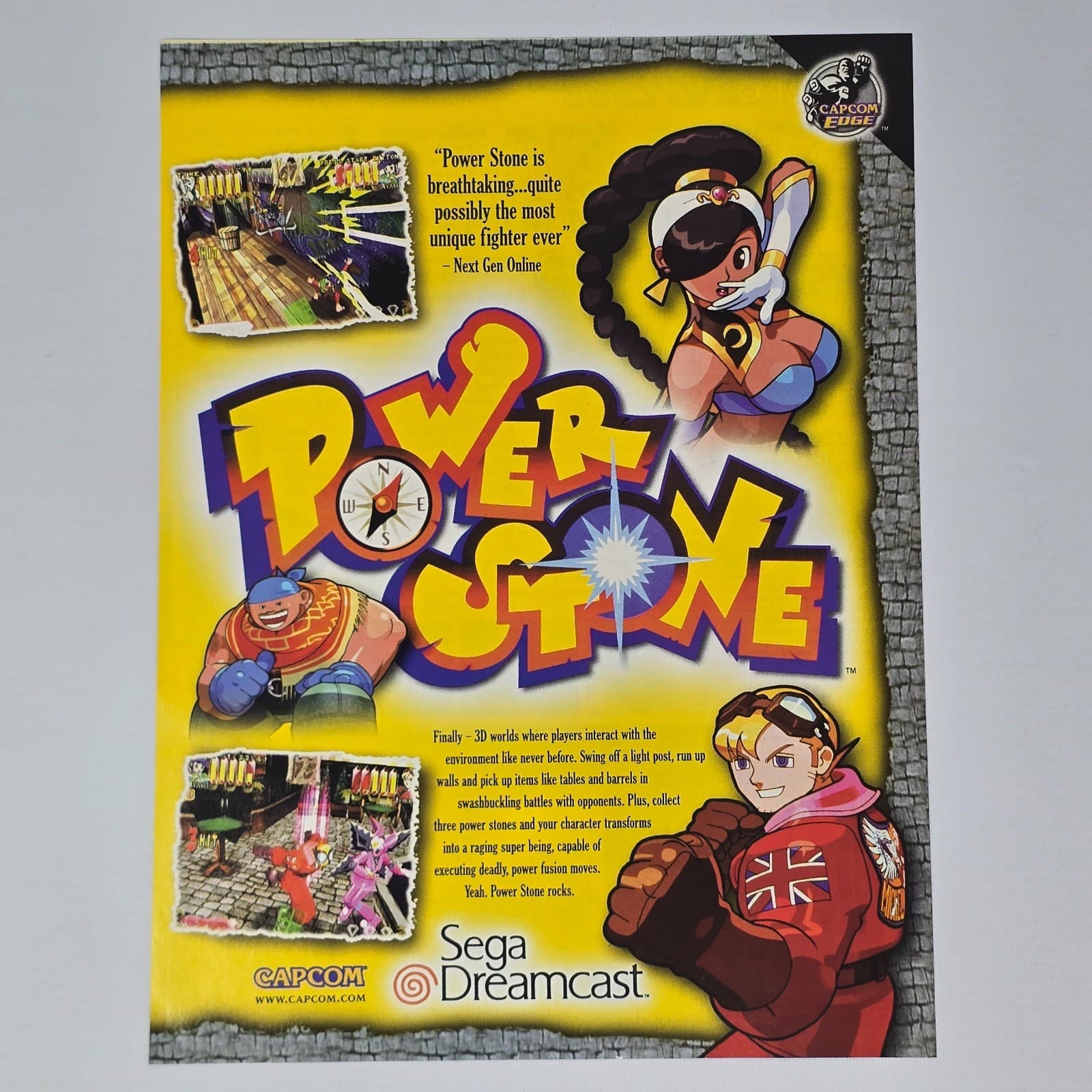 Power Stone Sega Dreamcast Breathtaking Print Ad/Poster