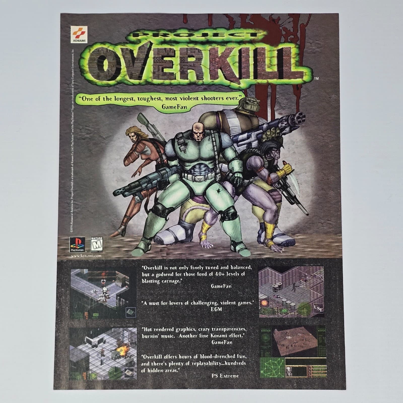 Project Overkill PlayStation 1 PS1 Violent Shooters Print Ad/Poster