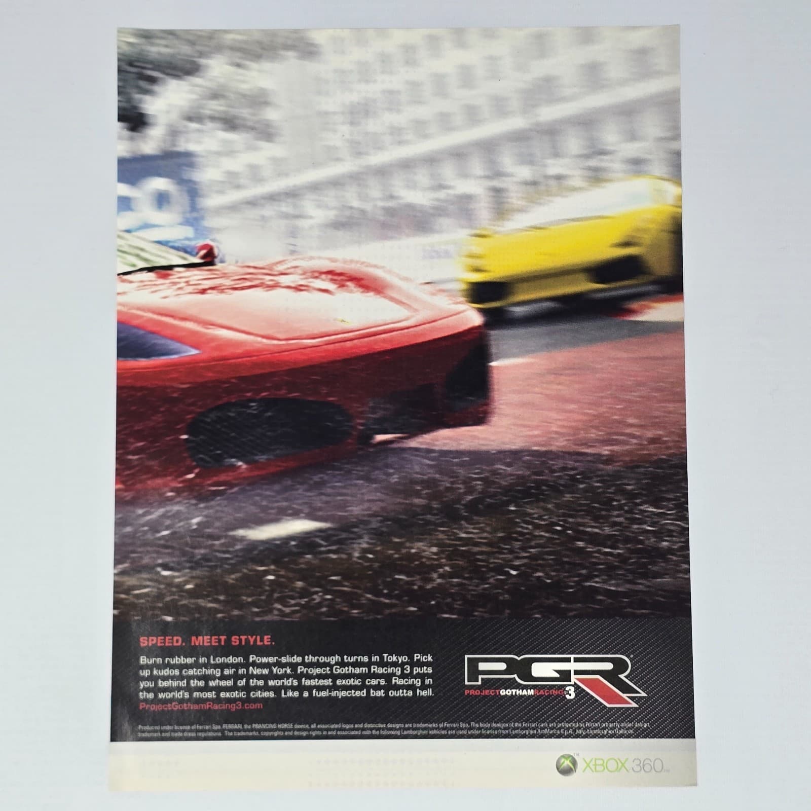 Project Gotham Racing 3 Xbox 360 Speed Meet Style Print Ad/Poster