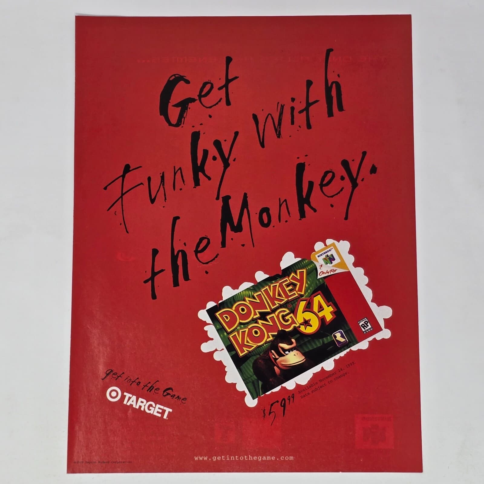 Donkey Kong 64 Nintendo 64 N64 Target Funky with the Monkey Print Ad/Poster Art