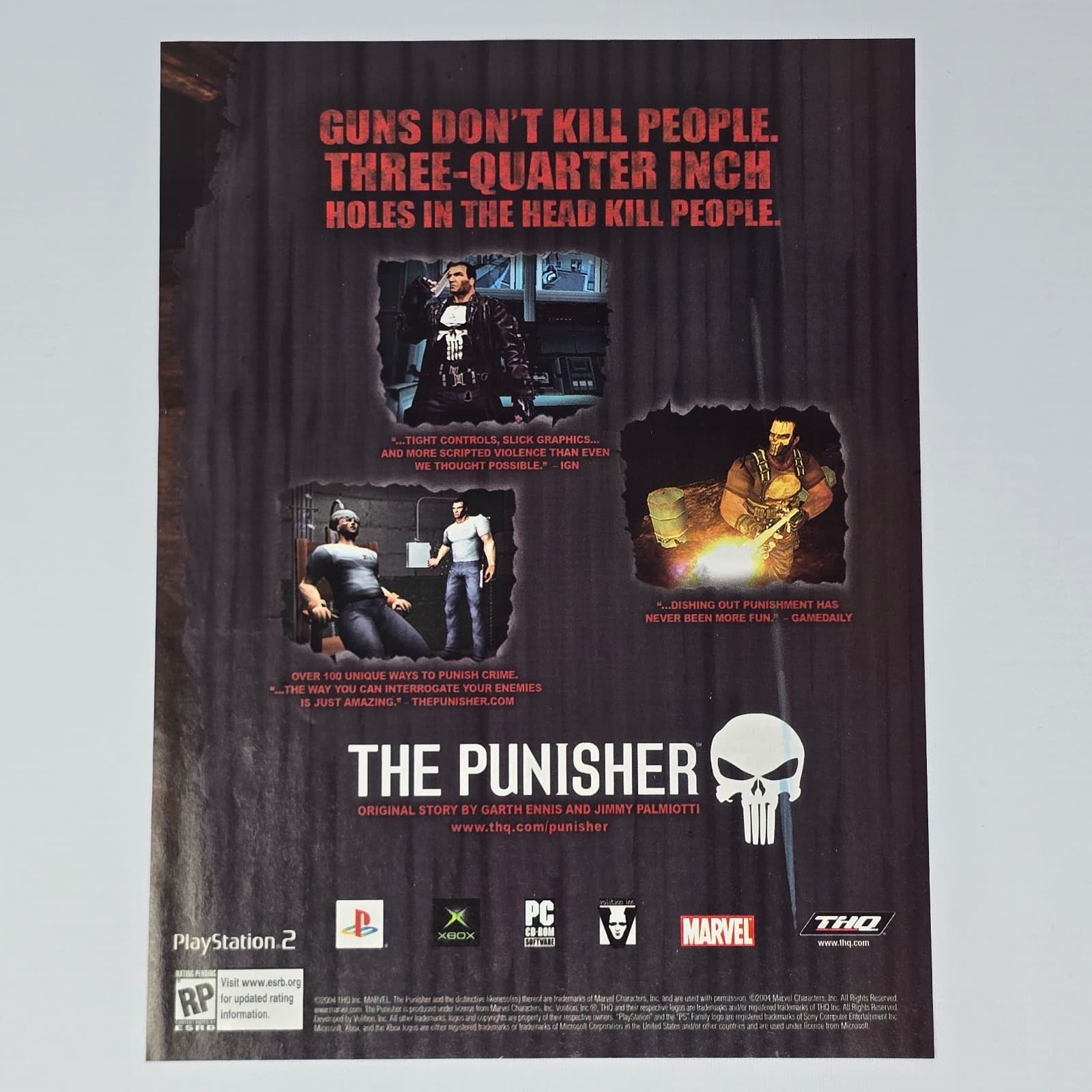 The Punisher PlayStation 2 PS2 Xbox PC Quarter Inch Print Ad/Poster