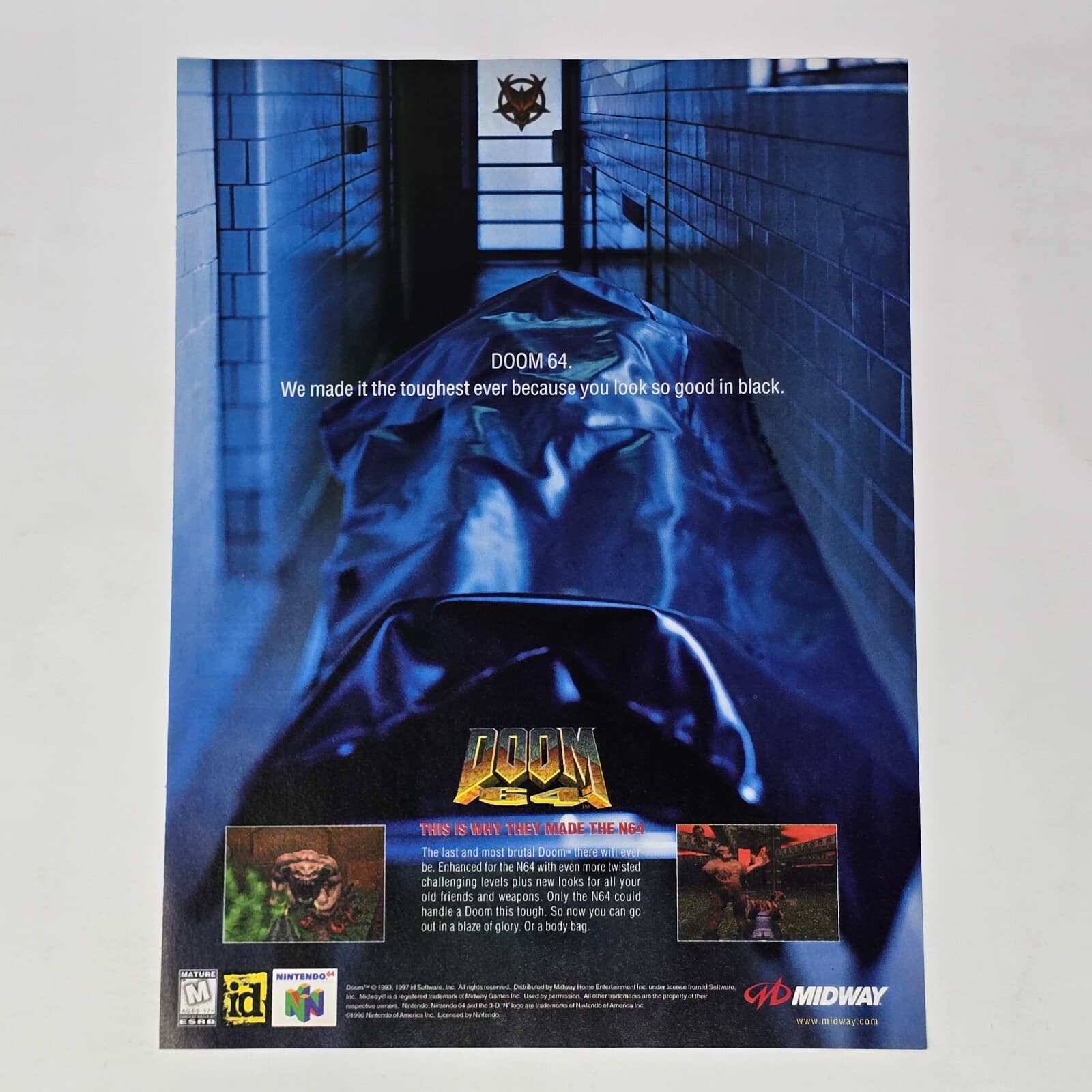 Doom 64 Nintendo 64 N64 Good in Black Print Ad/Poster Art