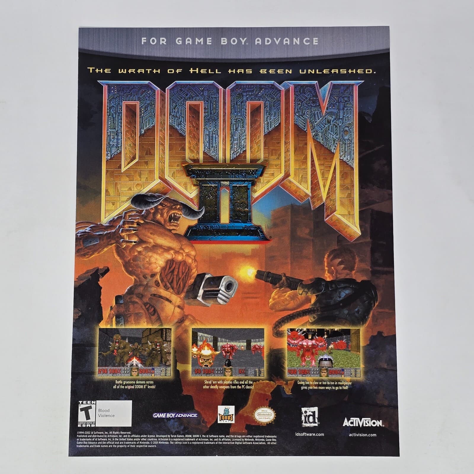 Doom II 2 Nintendo GameBoy Advance Wrath Print Ad/Poster Art