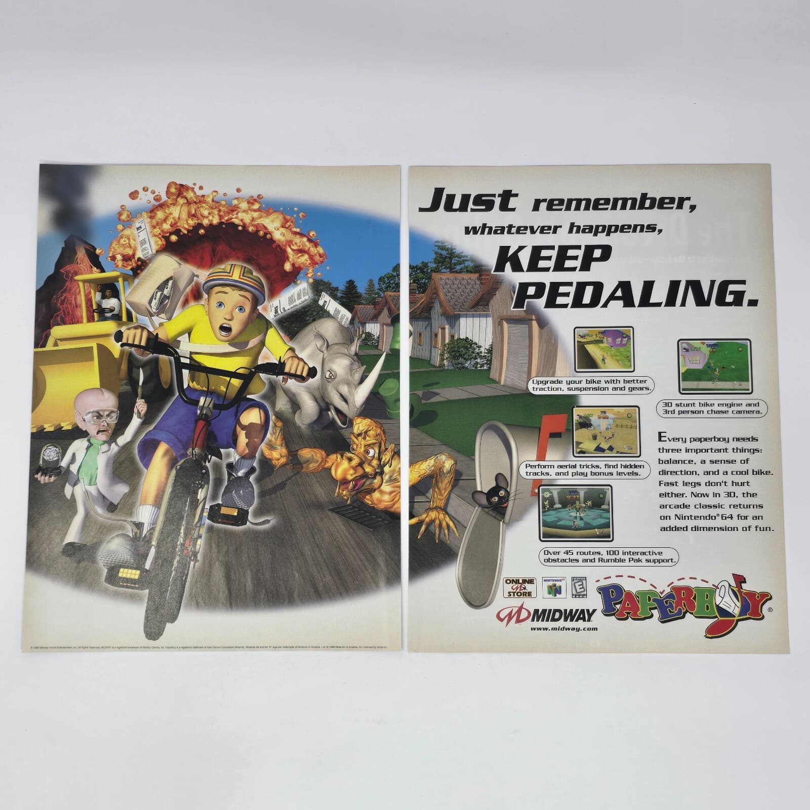 PaperBoy Nintendo 64 N64 Keep Pedaling Print Ad/Poster Promo Art