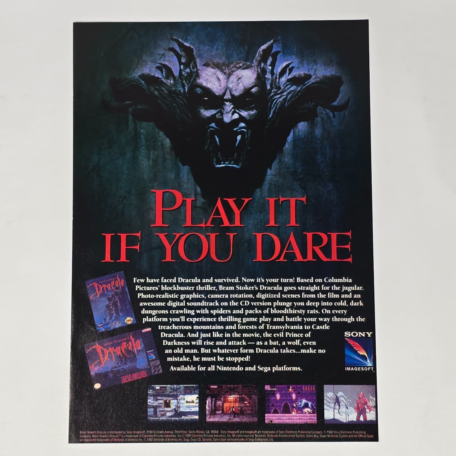 Dracula Sega Genesis Super Nintendo SNES If You Dare Print Ad/Poster Art