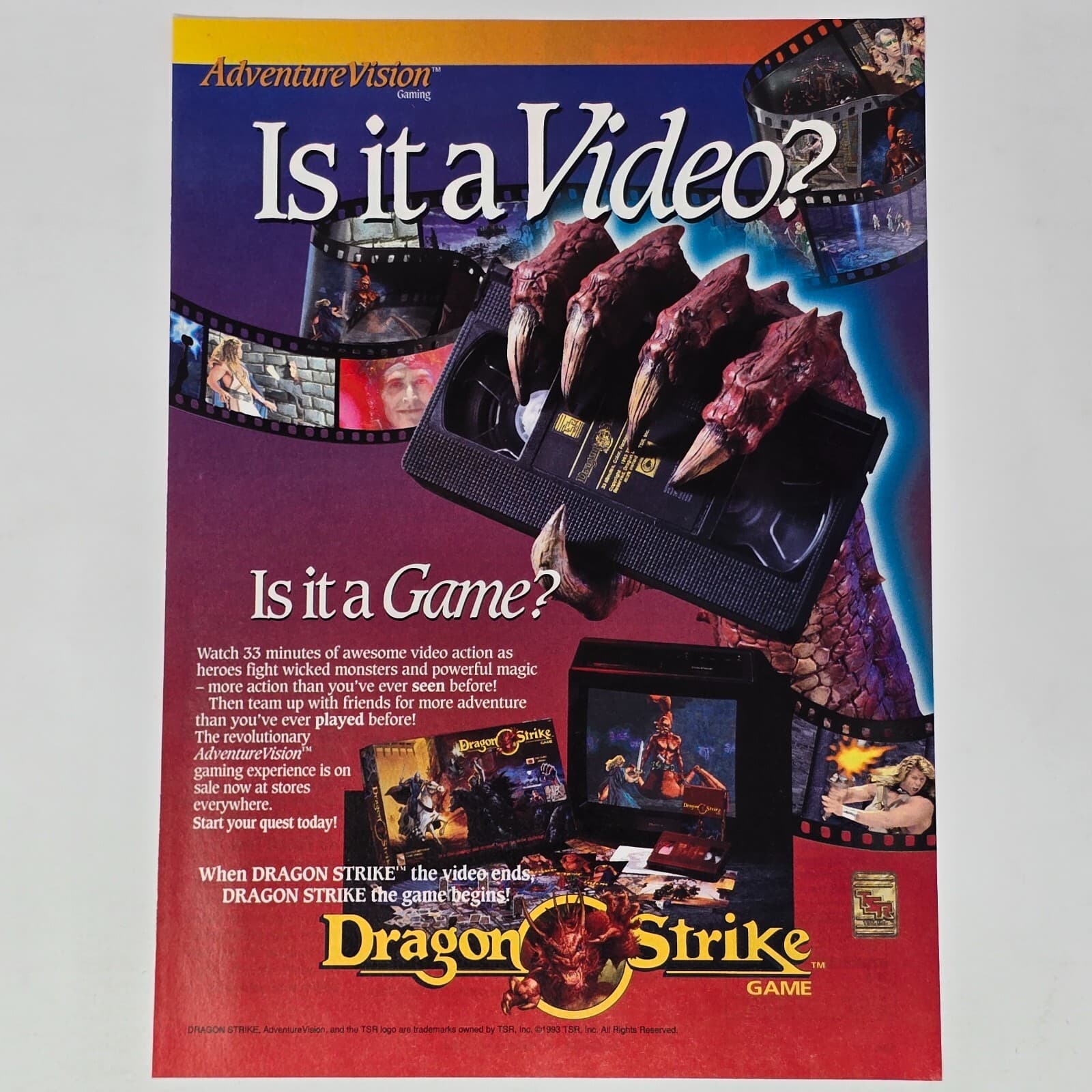 Dragon Strike VHS Board Card Game Is It a Video Print Ad/Poster Art