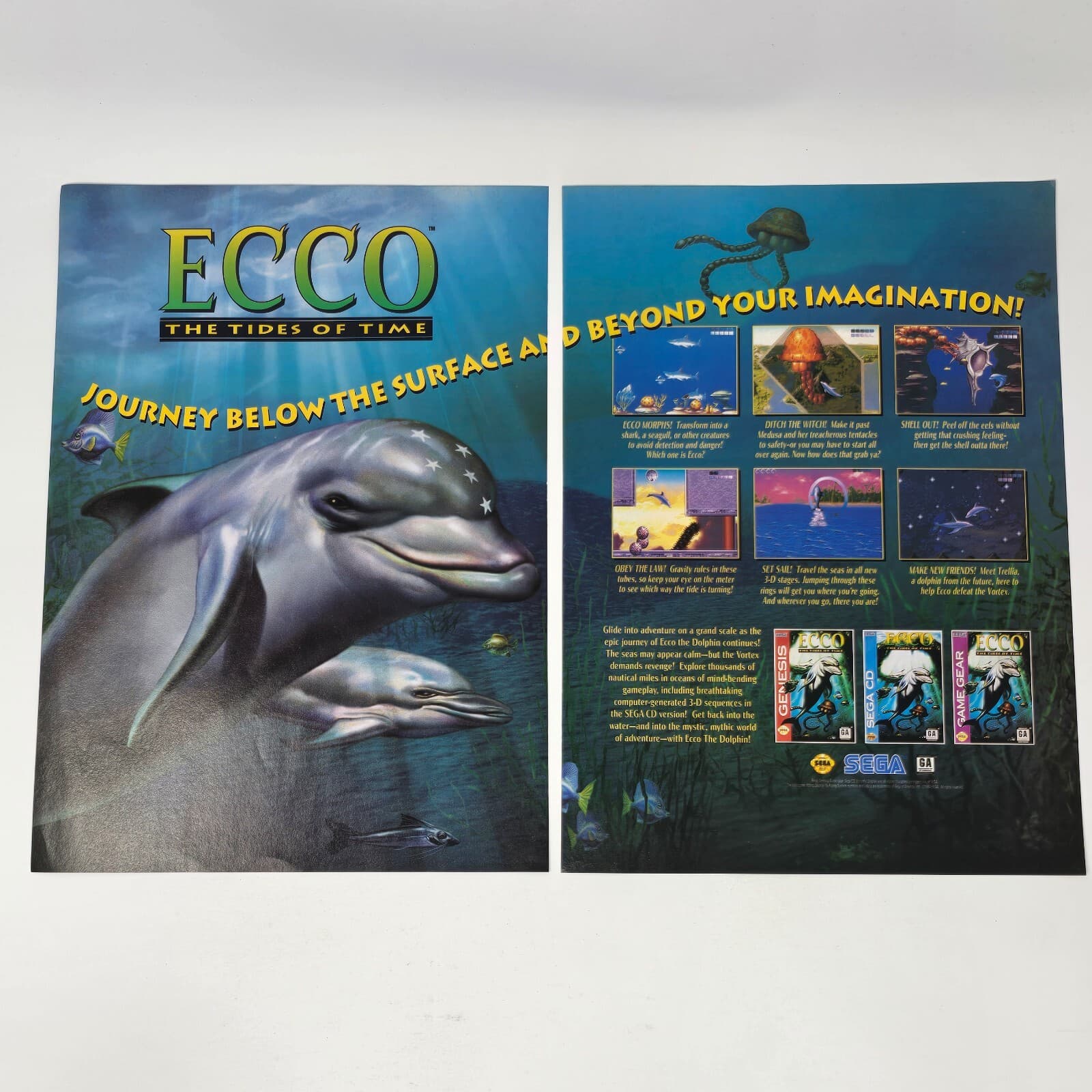 Ecco The Tides of Time Sega Genesis CD Game Gear Journey Print Ad/Poster Art