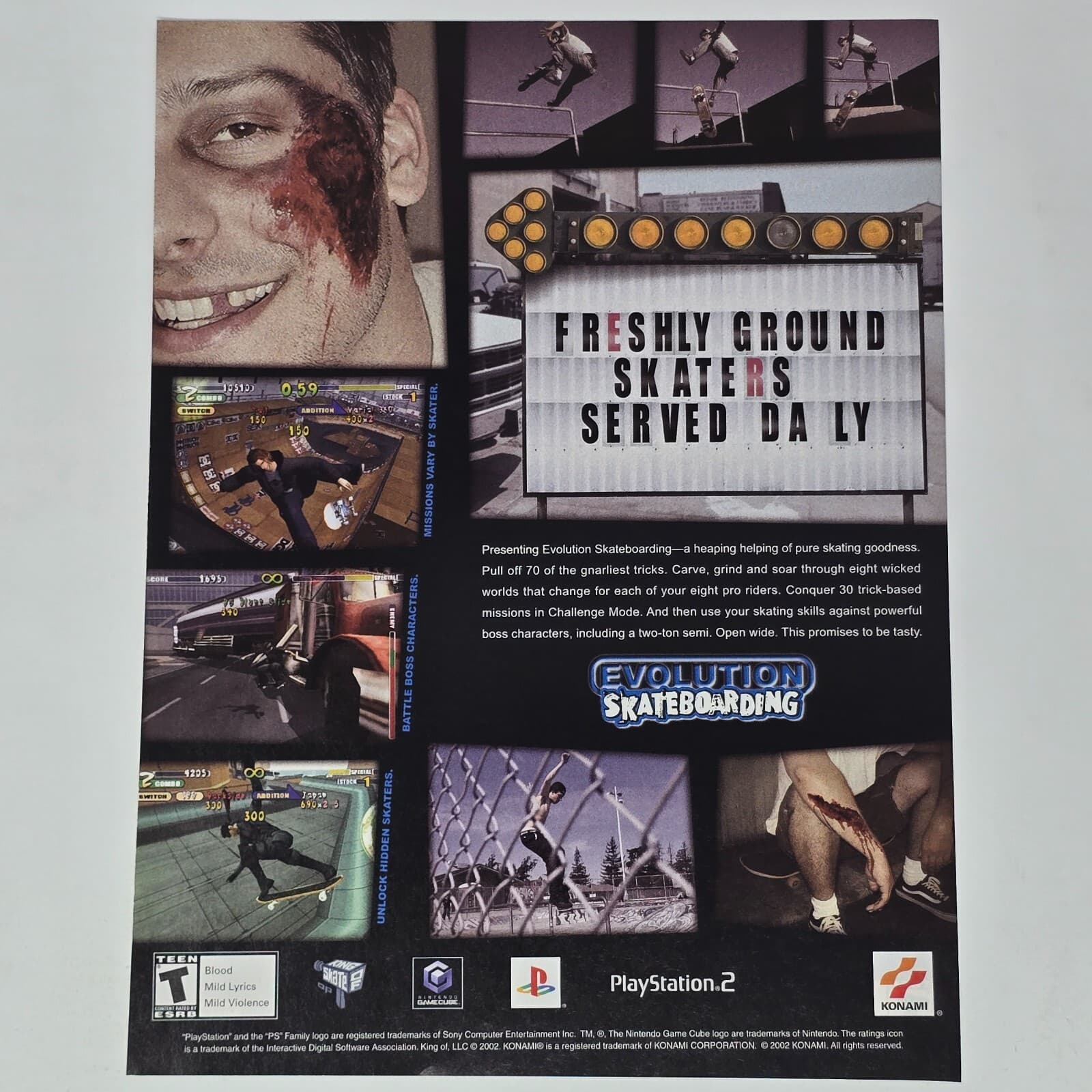 Evolution Skateboarding Nintendo GameCube PS2 Served Print Ad/Poster Art