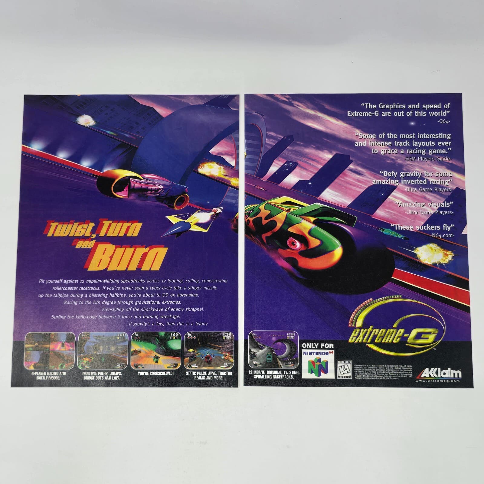 Extreme-G Nintendo 64 N64 Twist Turn Burn Print Ad/Poster Art