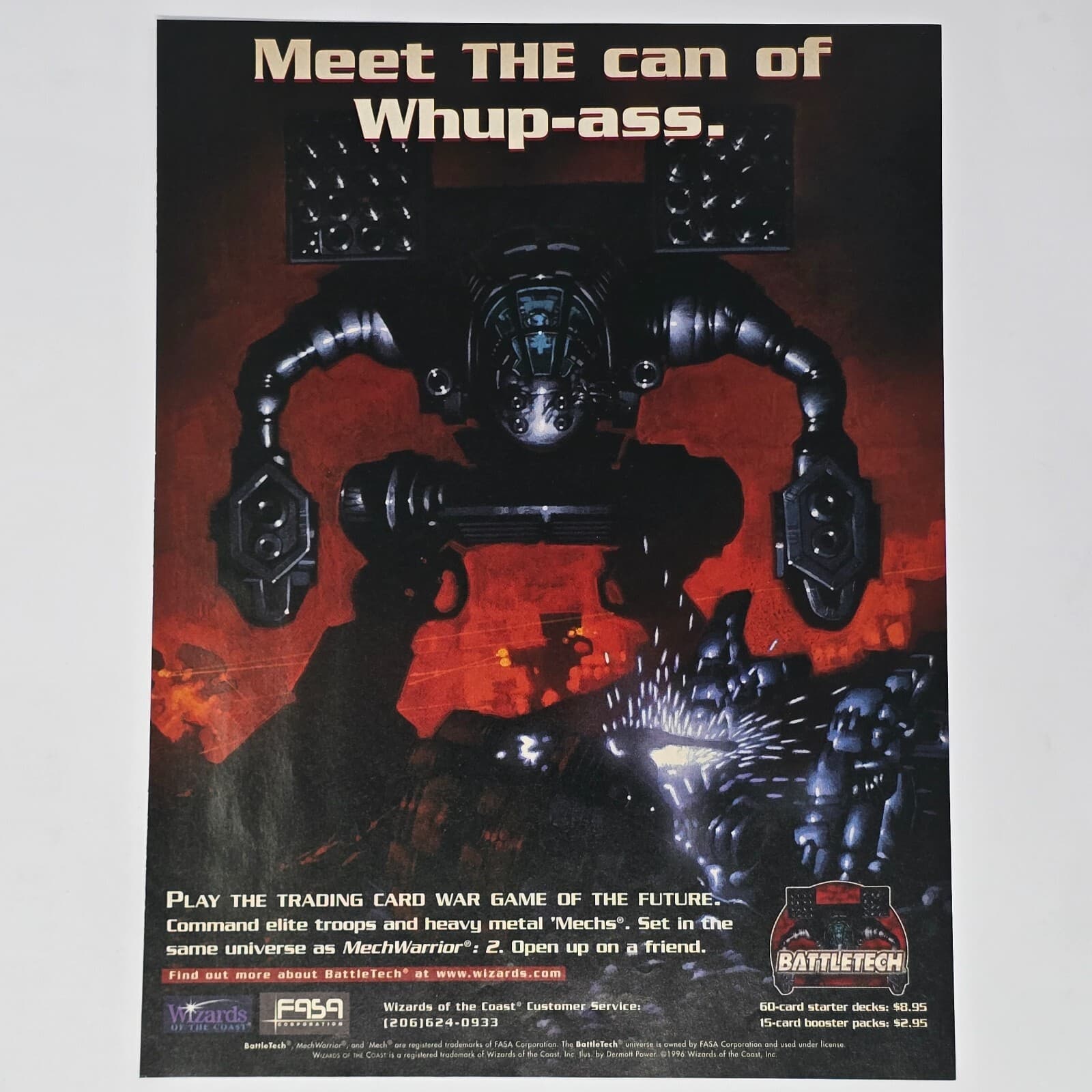 Battletech Trading Card Whup-Ass Print Ad/Poster Official Promo Art
