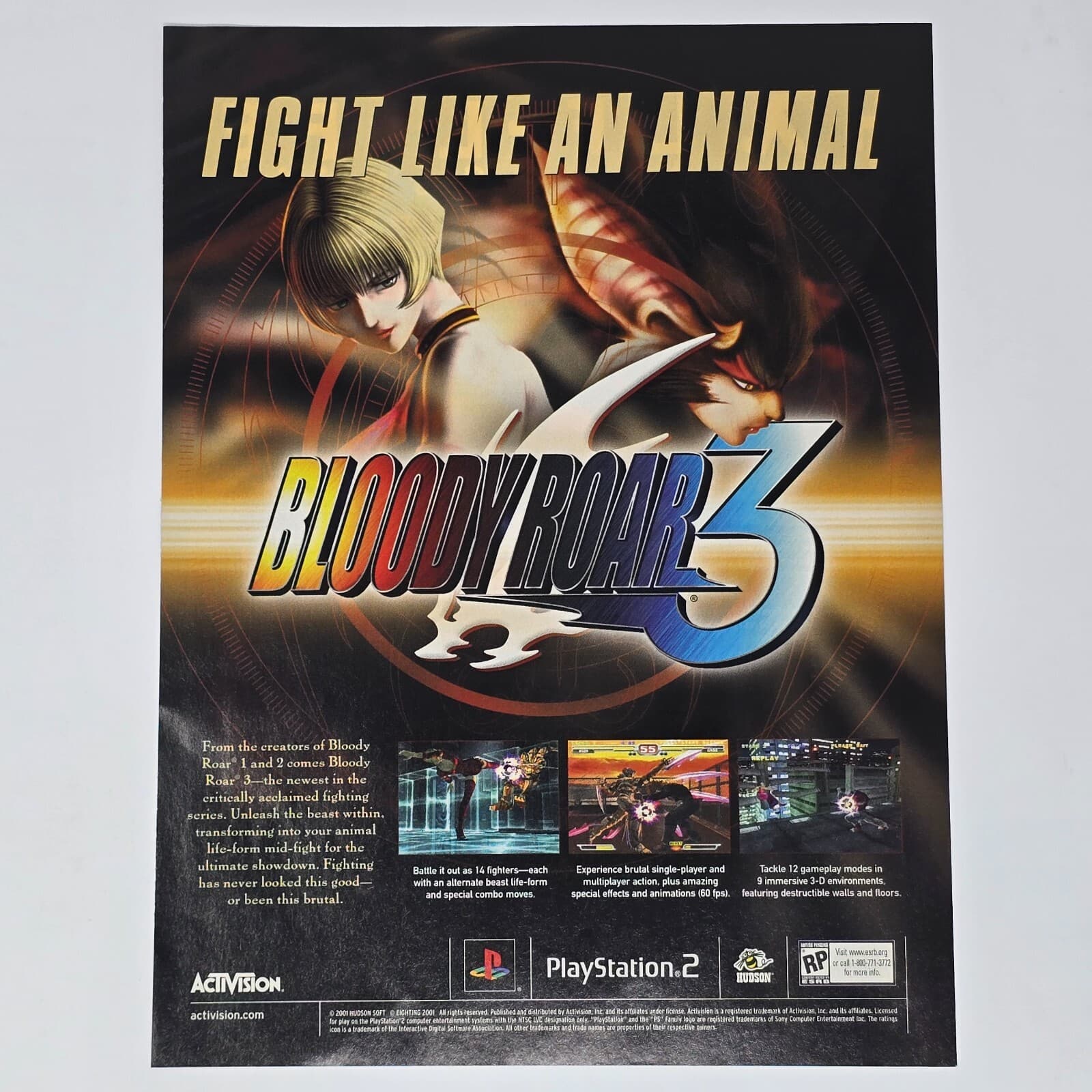 Bloody Roar 3 Sony PlayStation 2 PS2 Animal Print Ad/Poster Official Promo Art