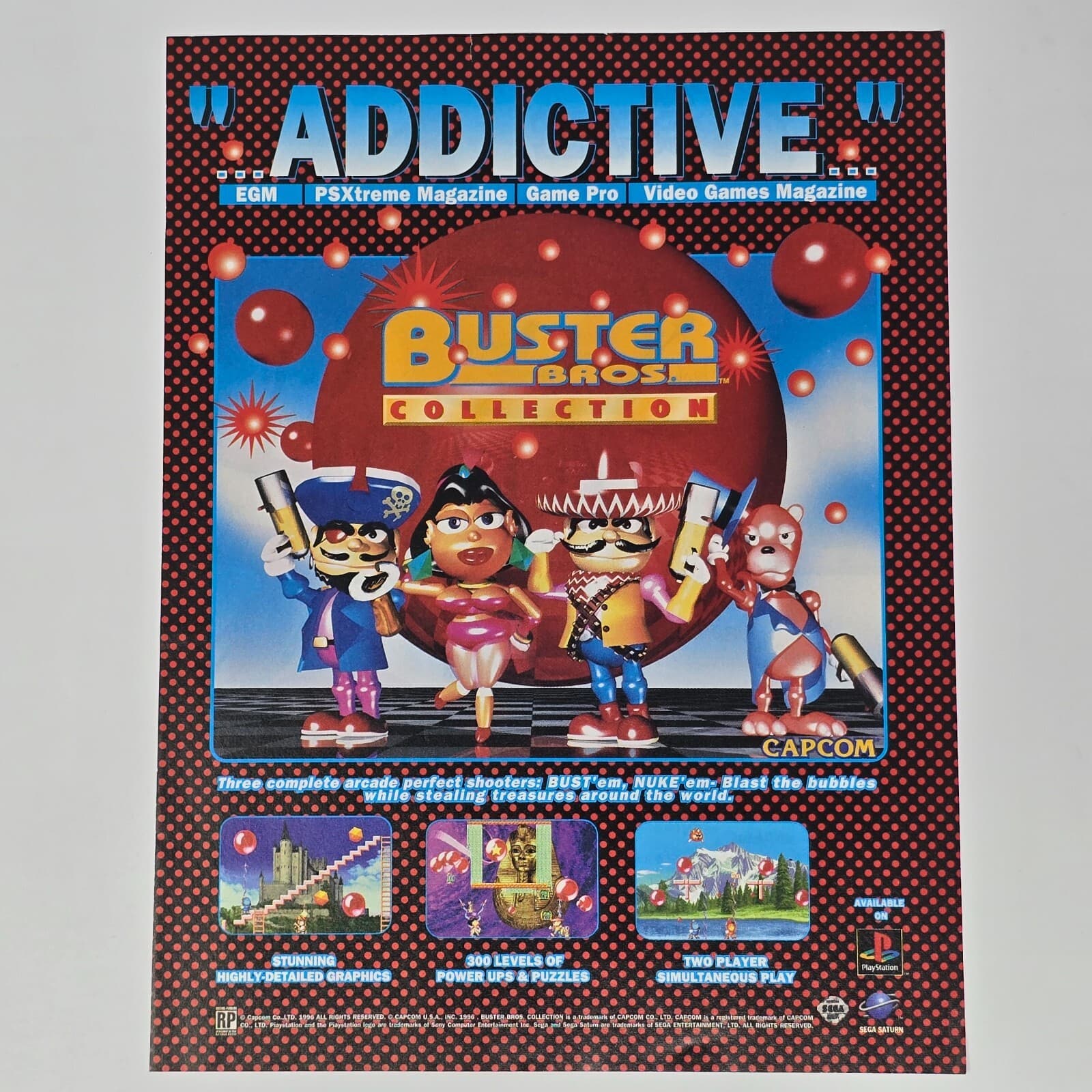 Buster Bros Sega Saturn Sony PS1 Addiction Print Ad/Poster Official Promo Art