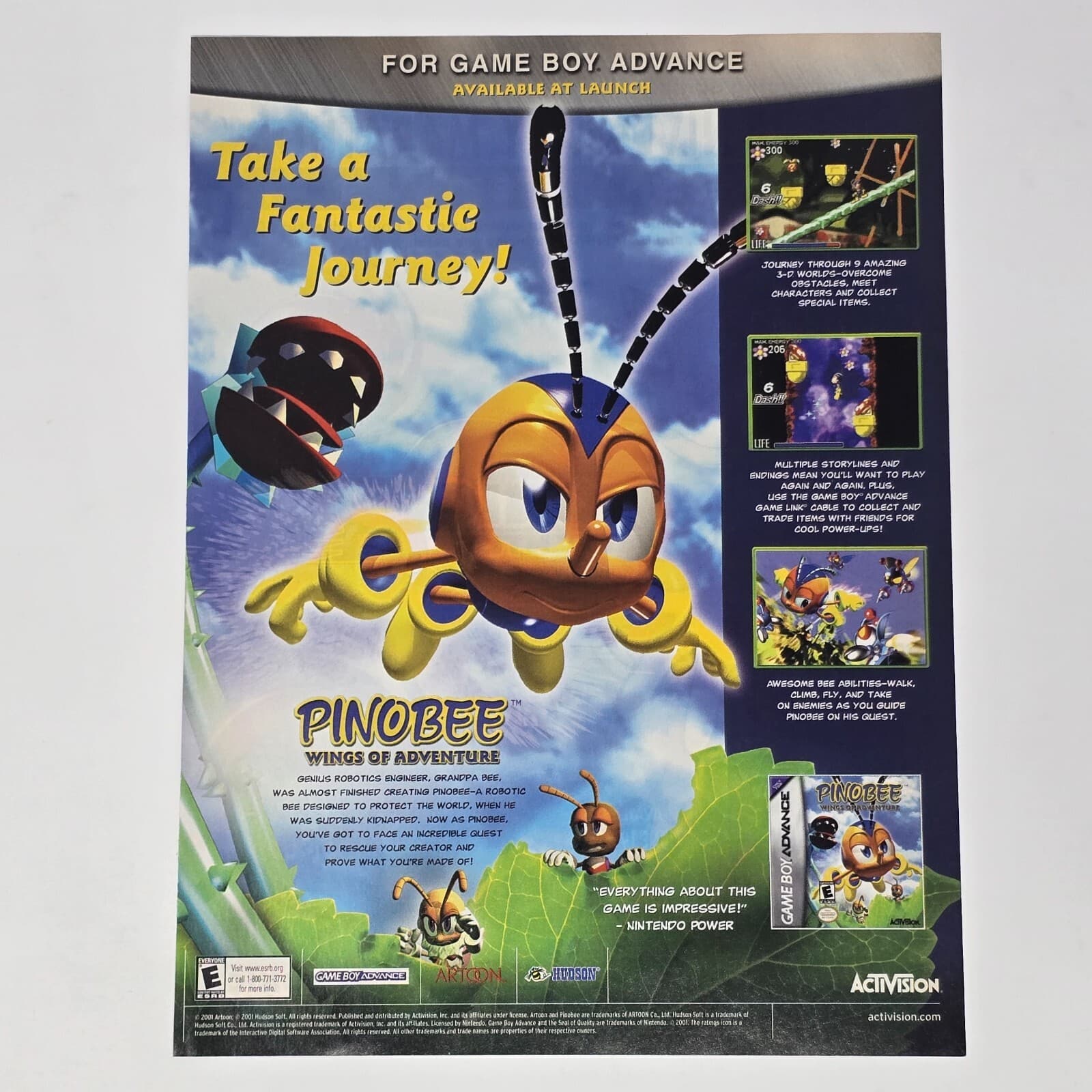 Pinobee Wings of Adventure Nintendo GameBoy Advance Print Ad/Poster Promo Art