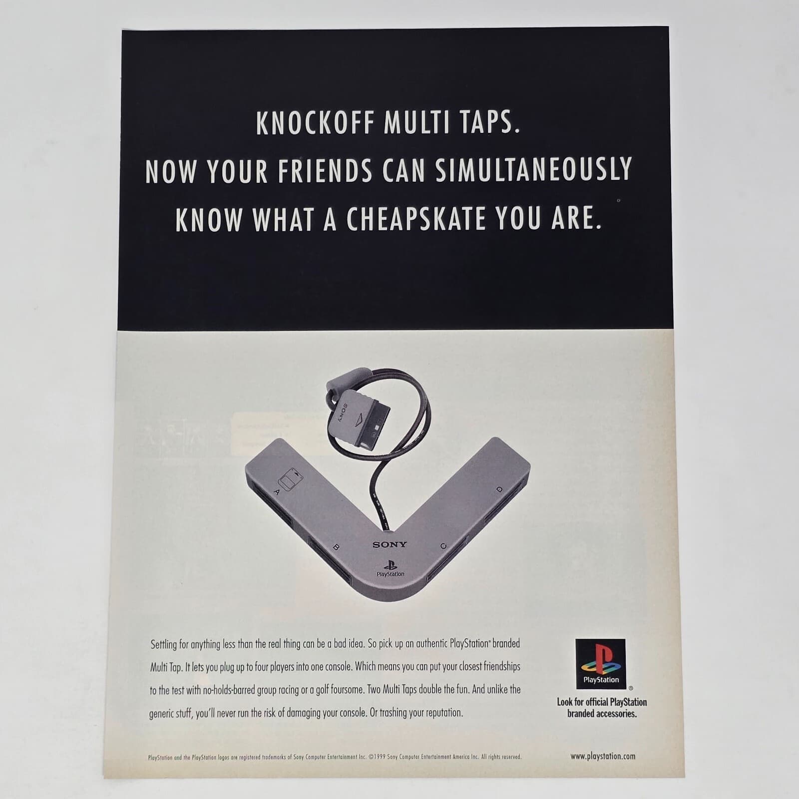 PlayStation 1 PS1 Sony Multi-Tap 4 Player Adapter Print Ad/Poster Promo Art