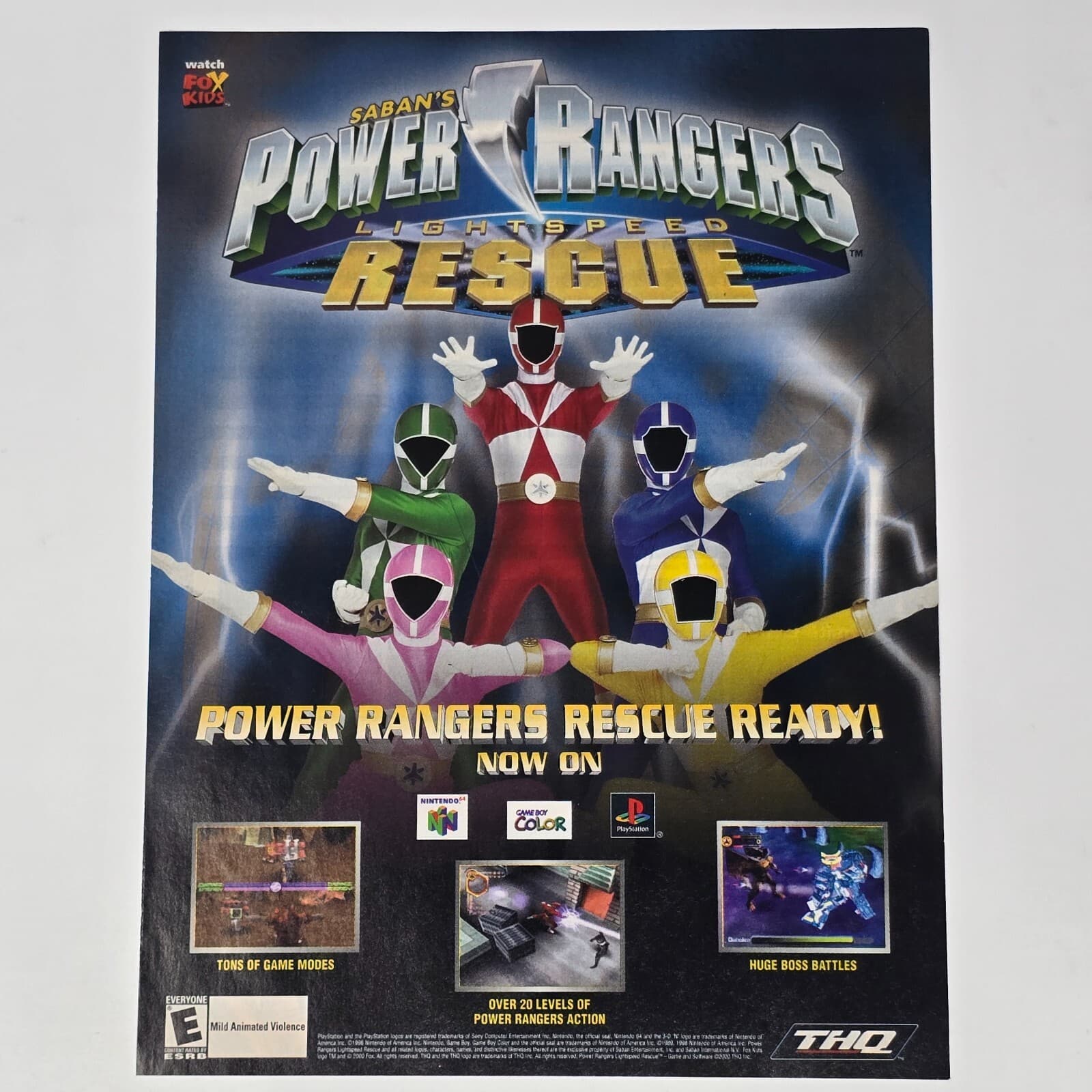 Power Rangers Lightspeed Rescue N64 PS1 GameBoy Color Print Ad/Poster Promo Art