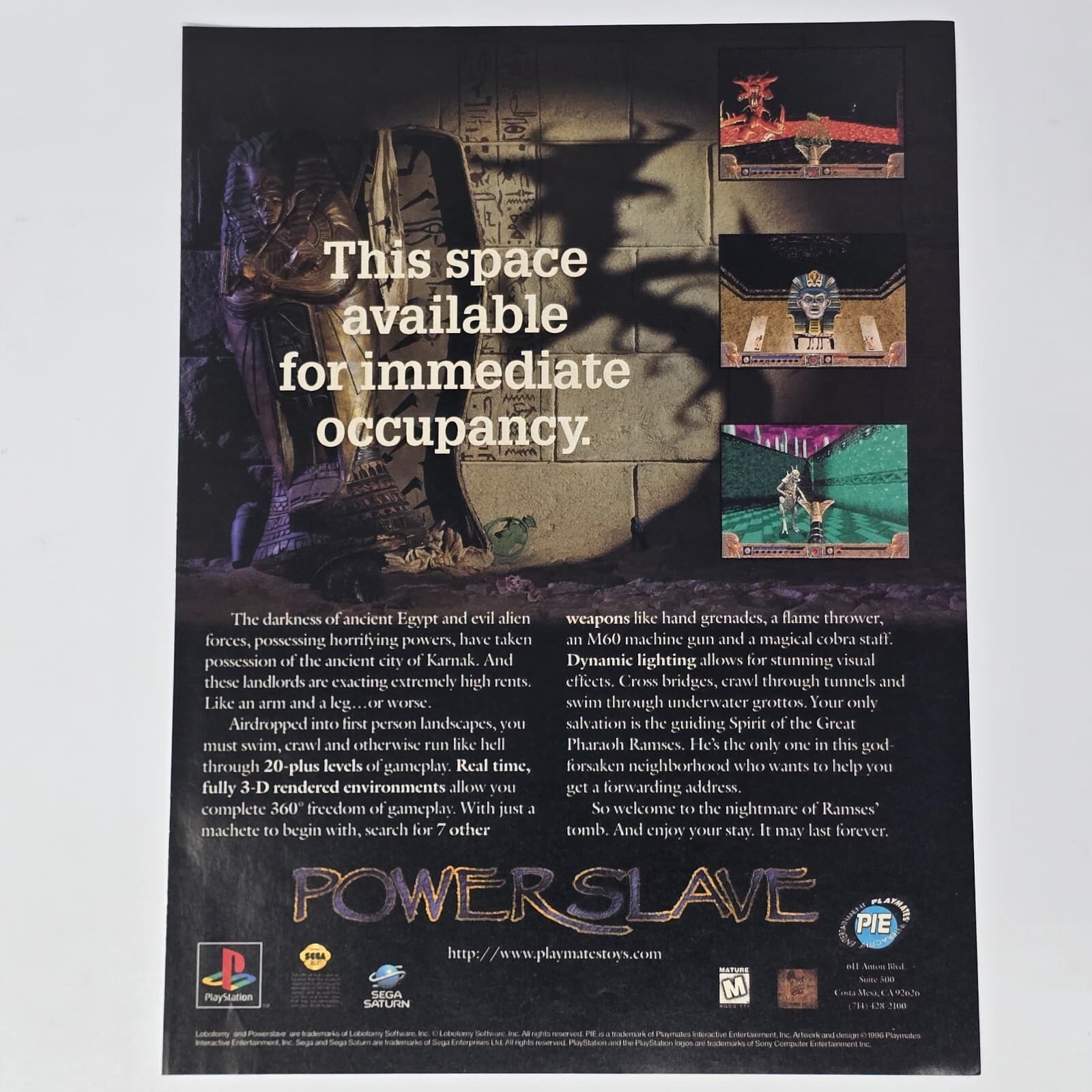Power Slave Sony PlayStation 1 PS1 Sega Saturn Print Ad/Poster Promo Art
