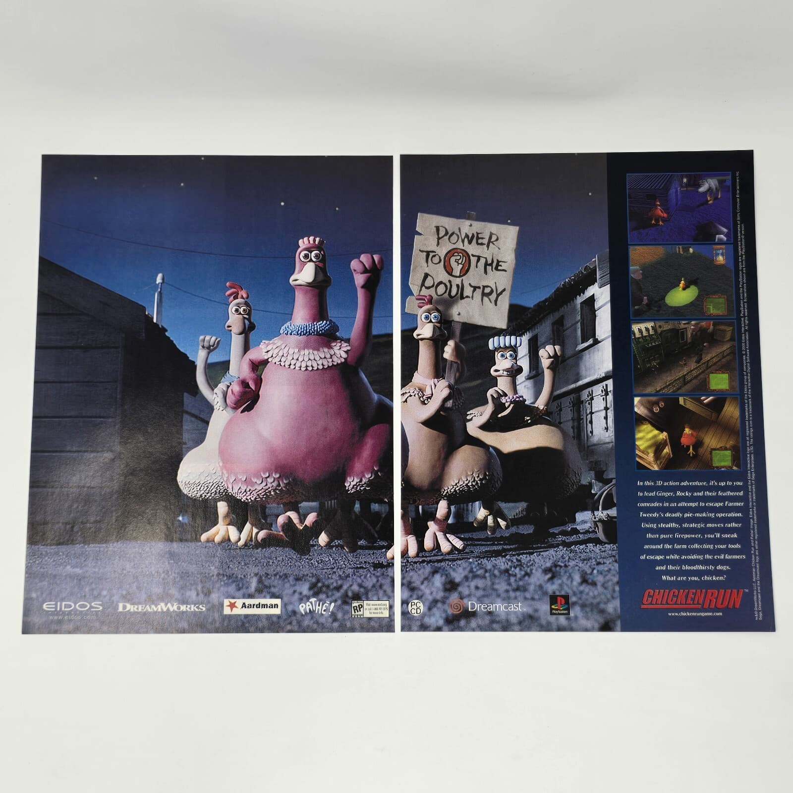 Chicken Run Sega Dreamcast Sony PS1 3D Action Print Ad/Poster Official Promo Art
