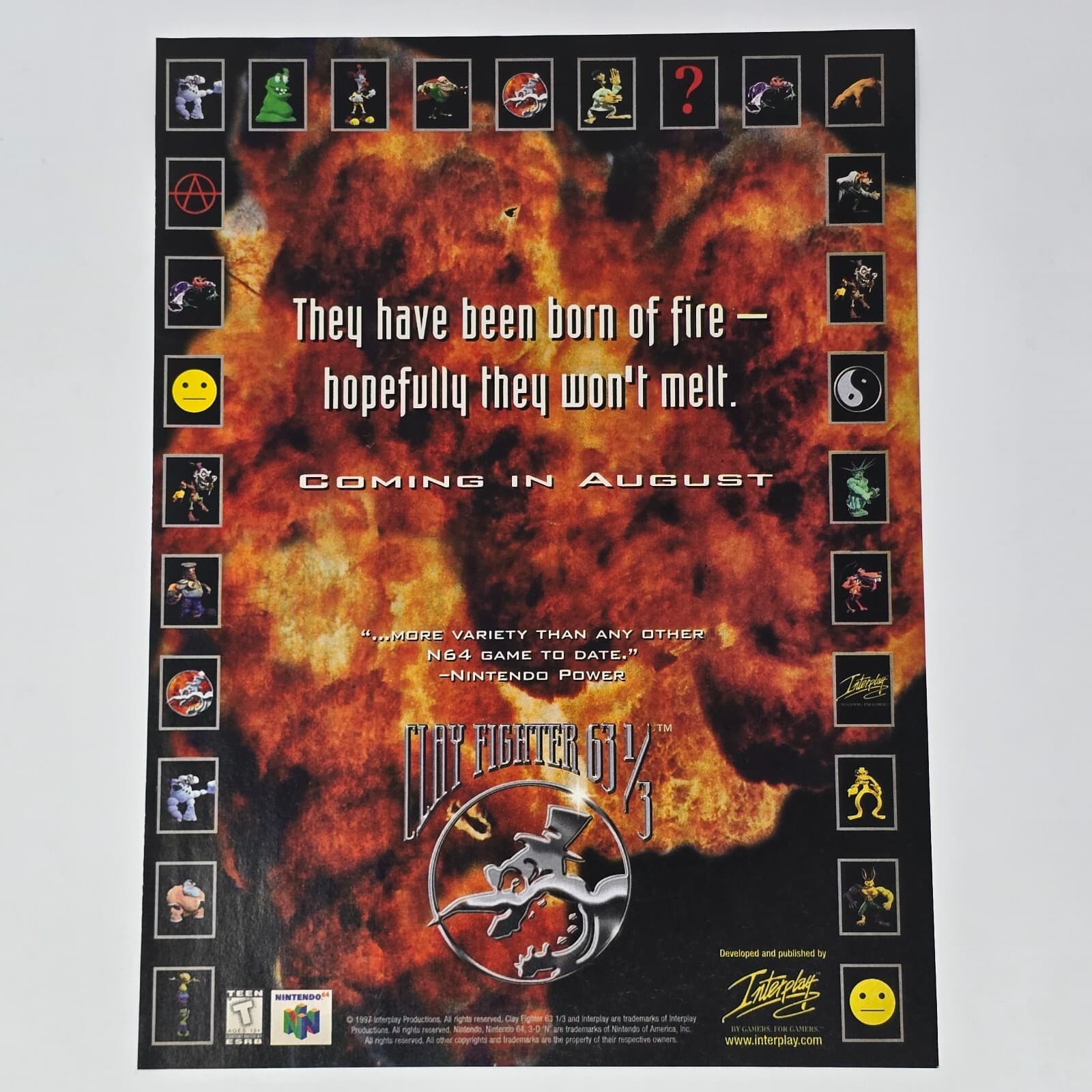Clay Fighter 63 1/3 Nintendo N64 Born of Fire Print Ad/Poster Official Promo Art
