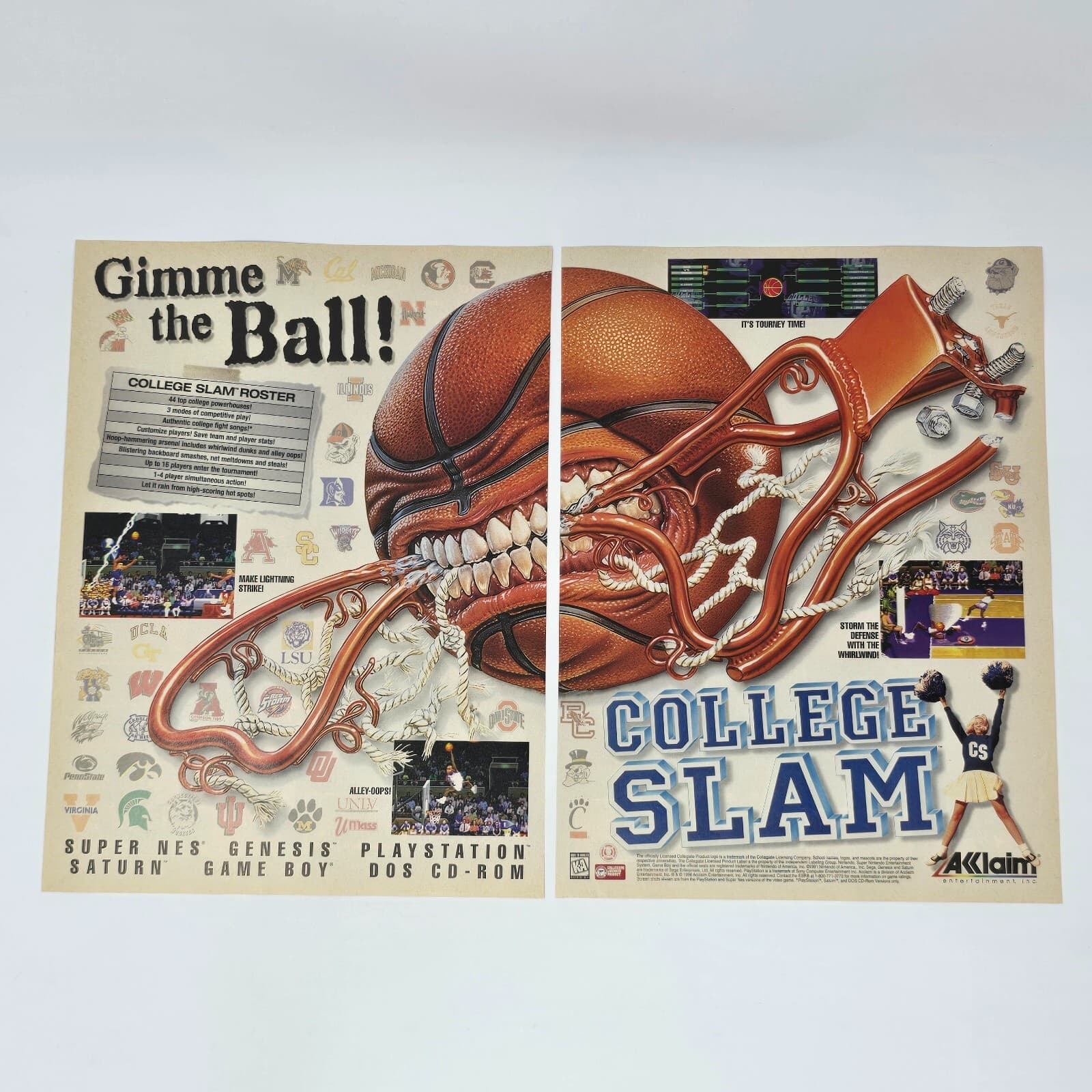 College Slam SNES Genesis PS1 Saturn PC Gimme Print Ad/Poster Official Promo Art