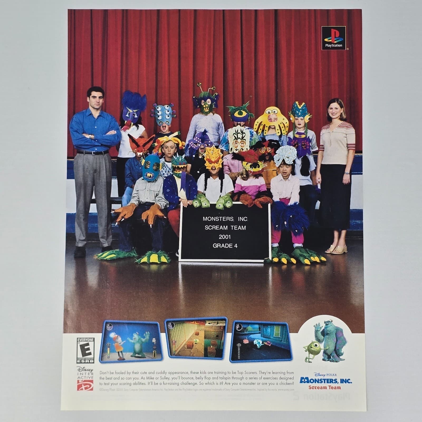 Monsters INC Scream Team PlayStation PS1 Authentic Magazine Ad