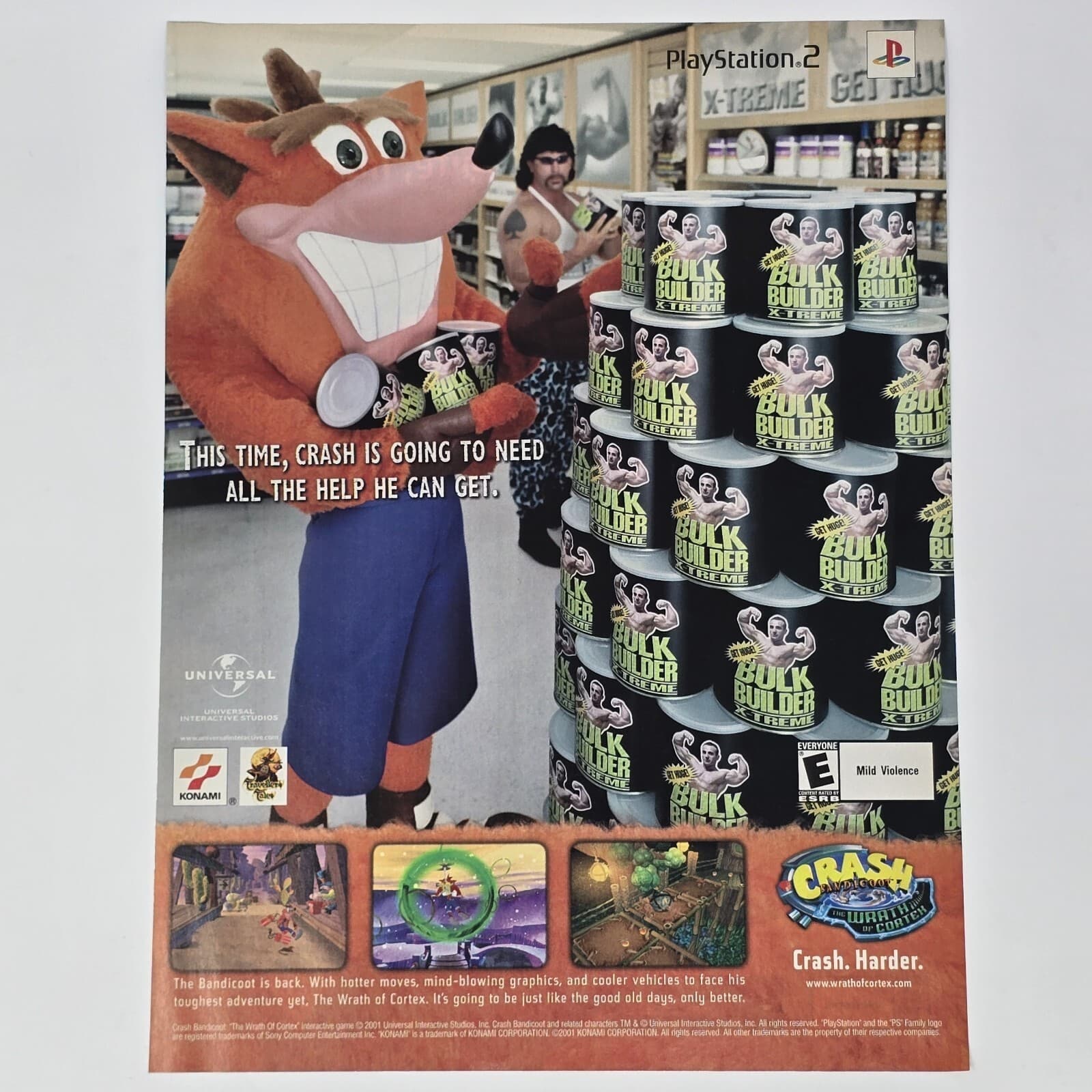 Crash Bandicoot Wrath of Cortex Sony PS2 Bulk Builder Print Ad/Poster Promo Art