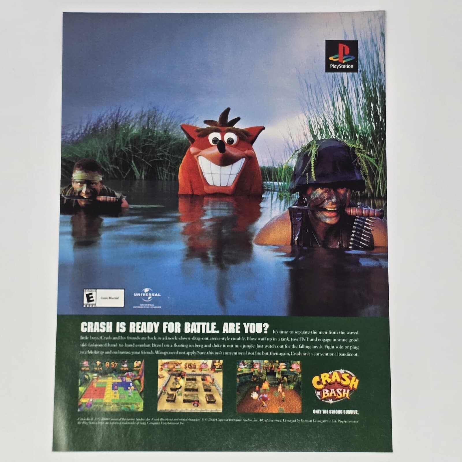 Crash Bandicoot Bash PlayStation PS1 Ready for Battle Print Ad/Poster Promo Art
