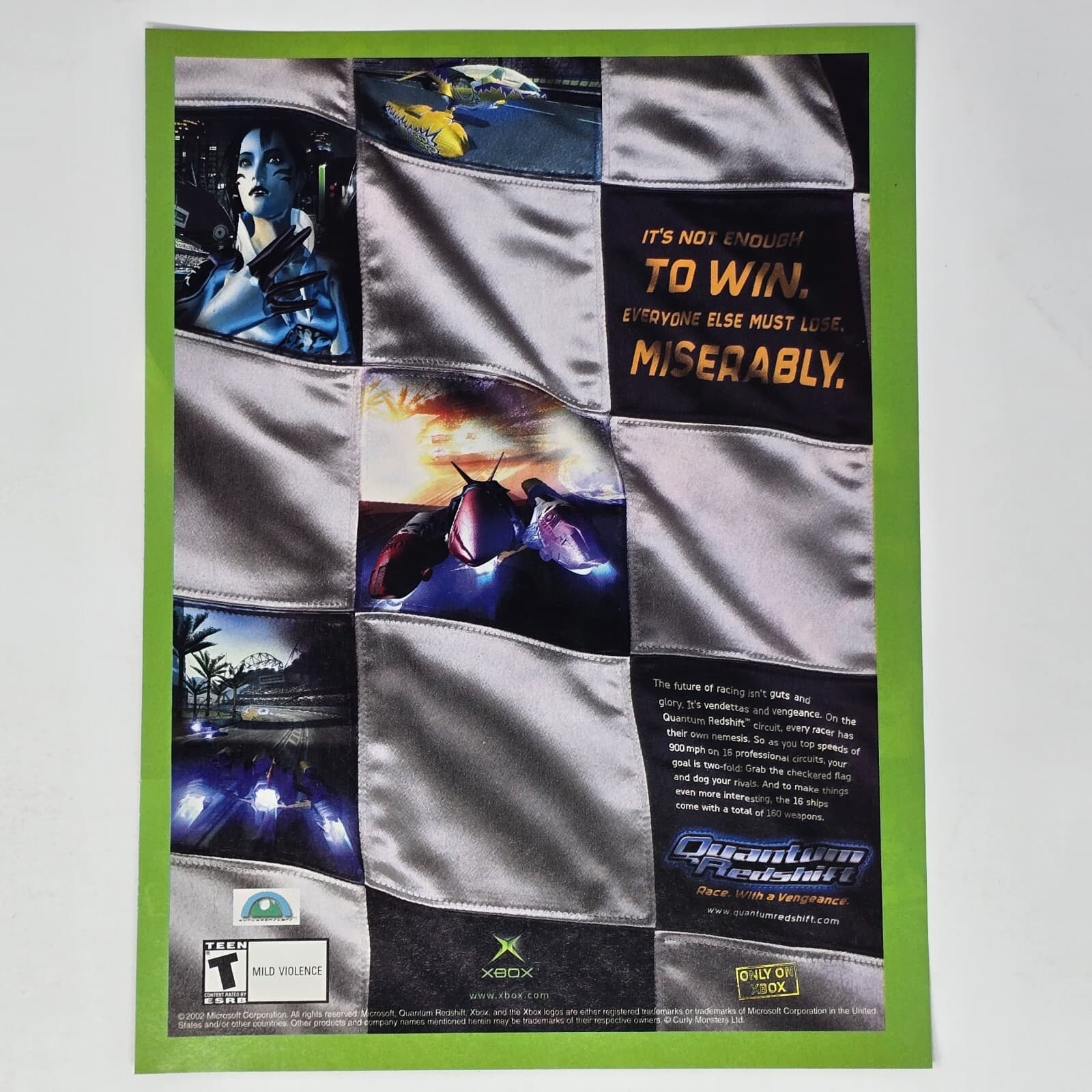 Quantum Redshift Microsoft Xbox Not Enough Print Ad/Poster Promo Art