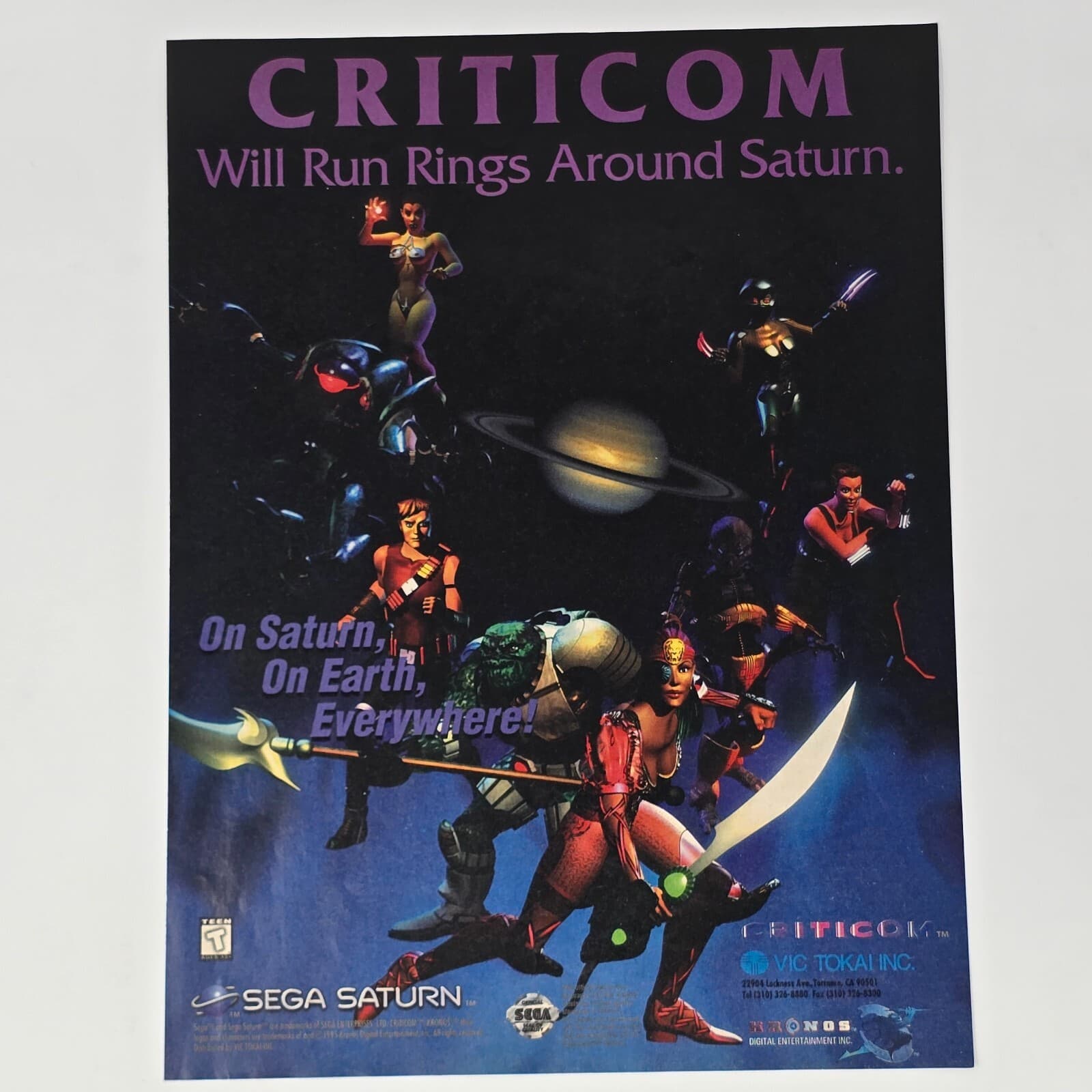 Criticom Sega Saturn Run Rings Print Ad/Poster Promo Art