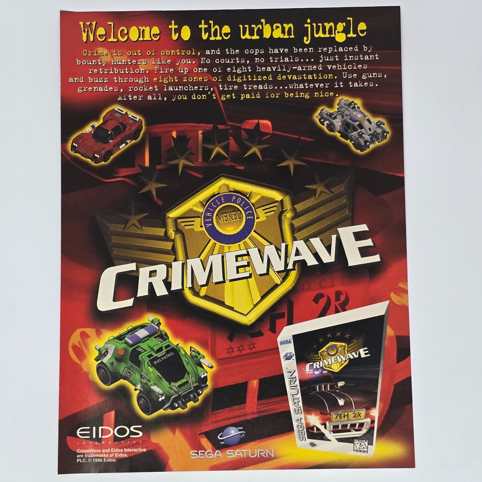 Crimewave Sega Saturn Urban Jungle Print Ad/Poster Promo Art