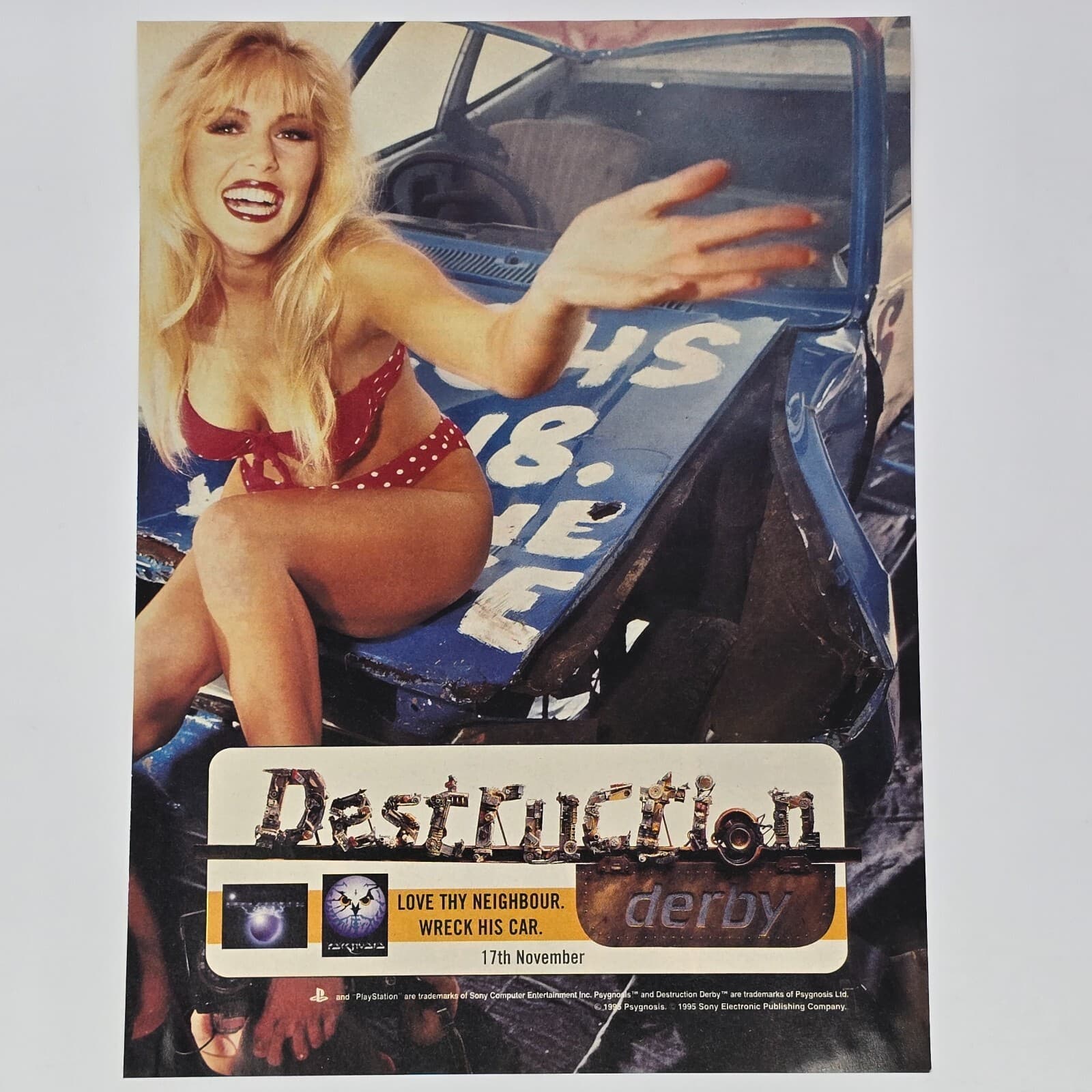 Destruction Derby PlayStation 1 PS1 Love Thy Neighbor Print Ad/Poster Promo Art