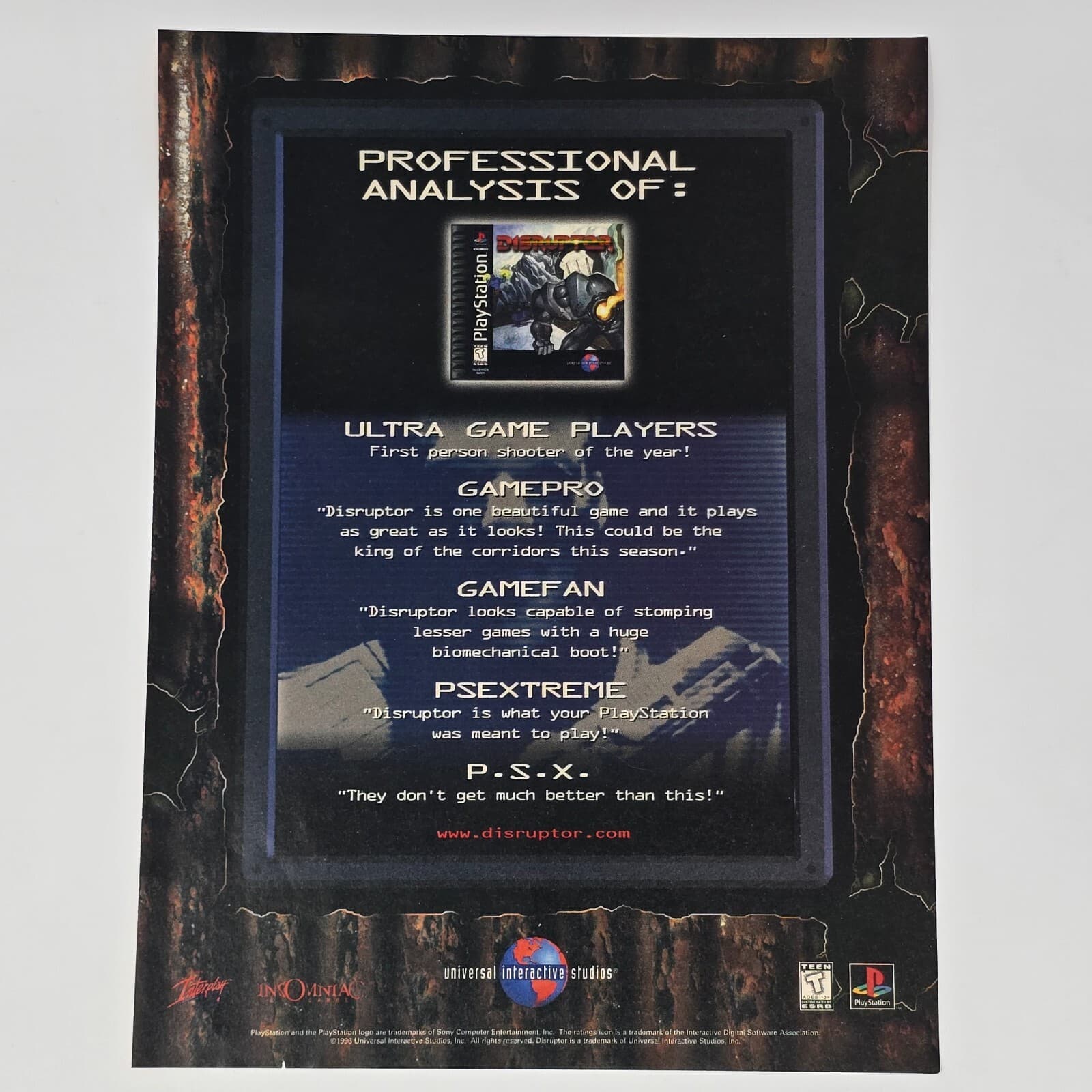 Disruptor Sony PlayStation 1 PS1 Analysis Print Ad/Poster Promo Art