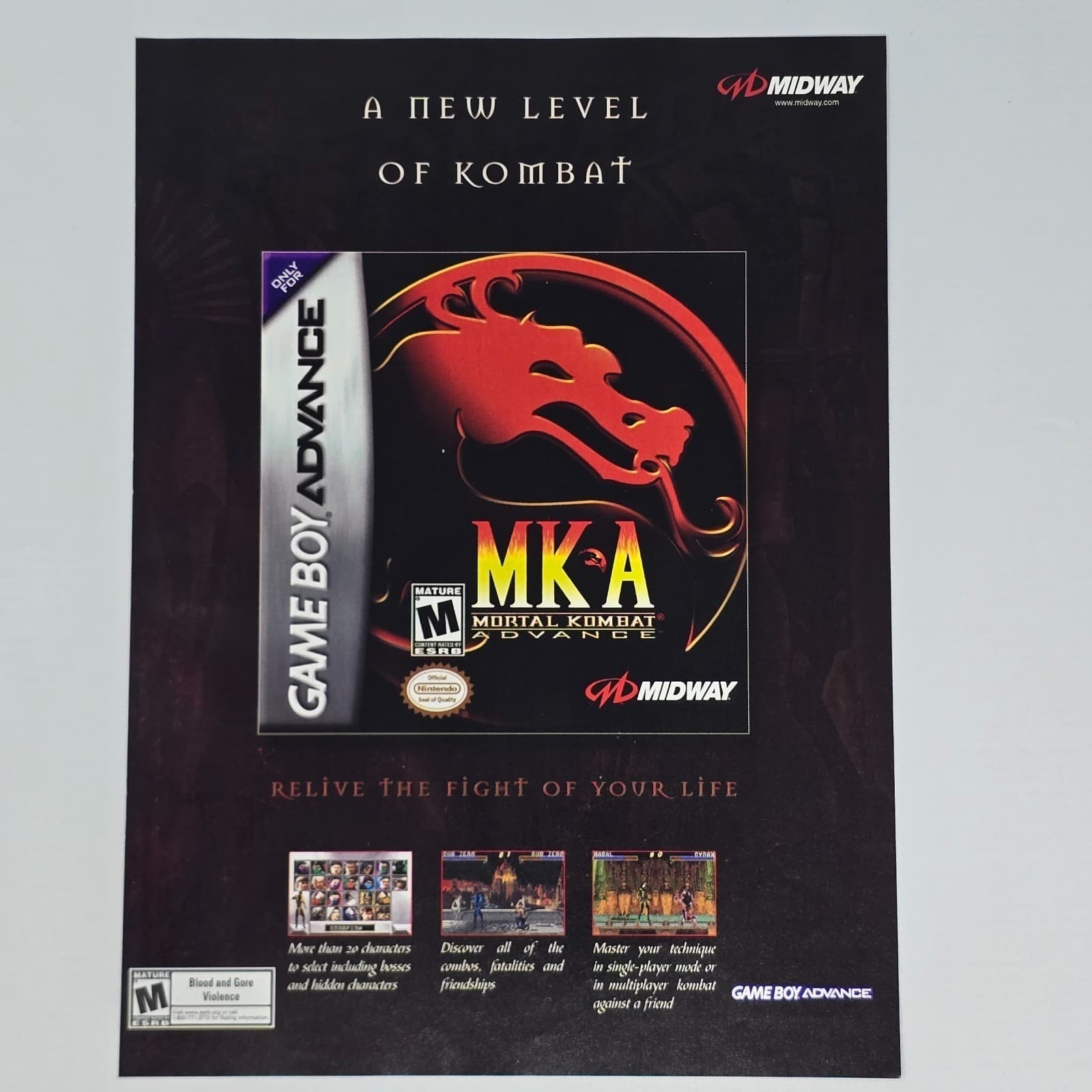 Mortal Kombat Advance Game Boy Advance Authentic Magazine Ad