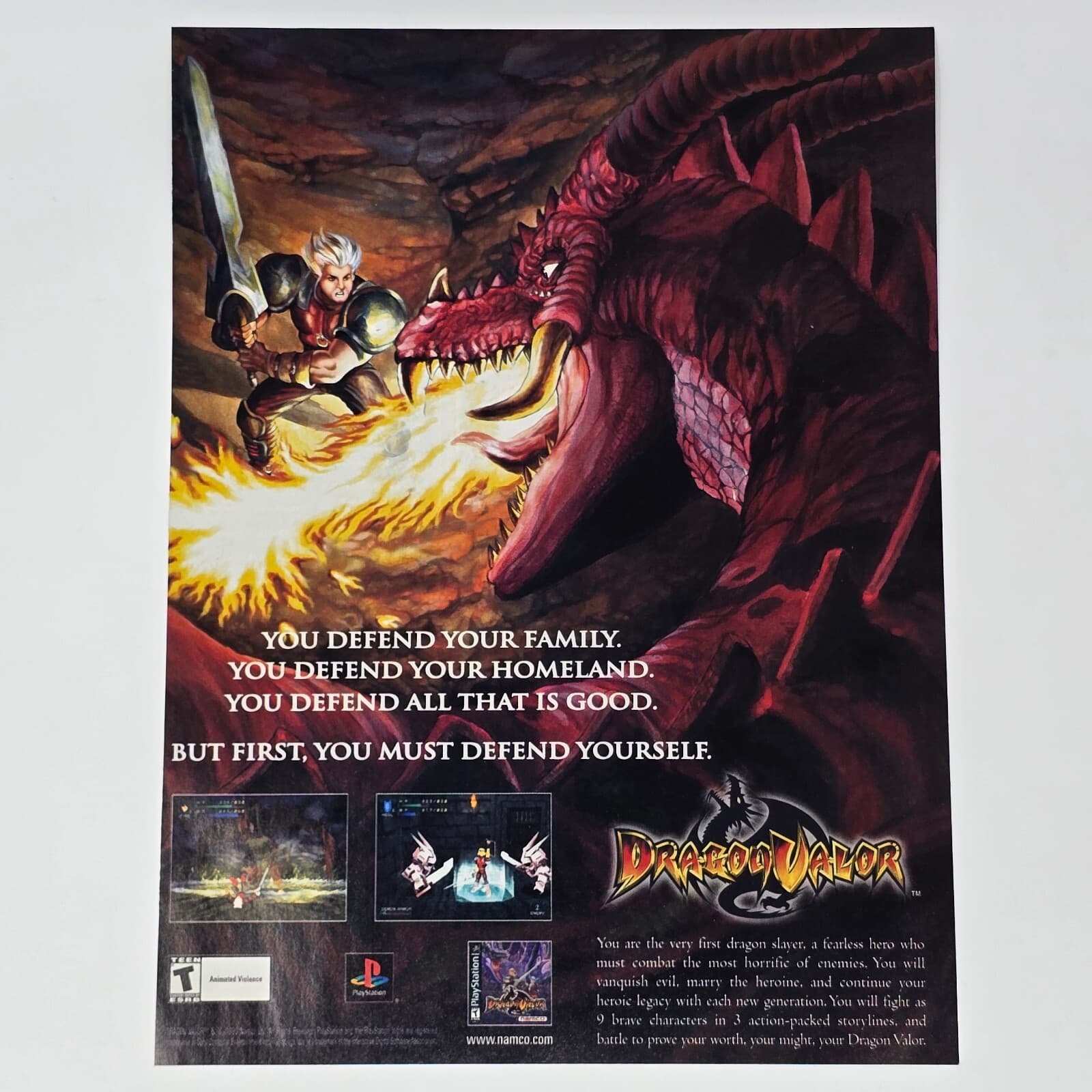 Dragon Valor Sony PlayStation 1 PS1 Defend Your Family Print Ad/Poster Promo Art