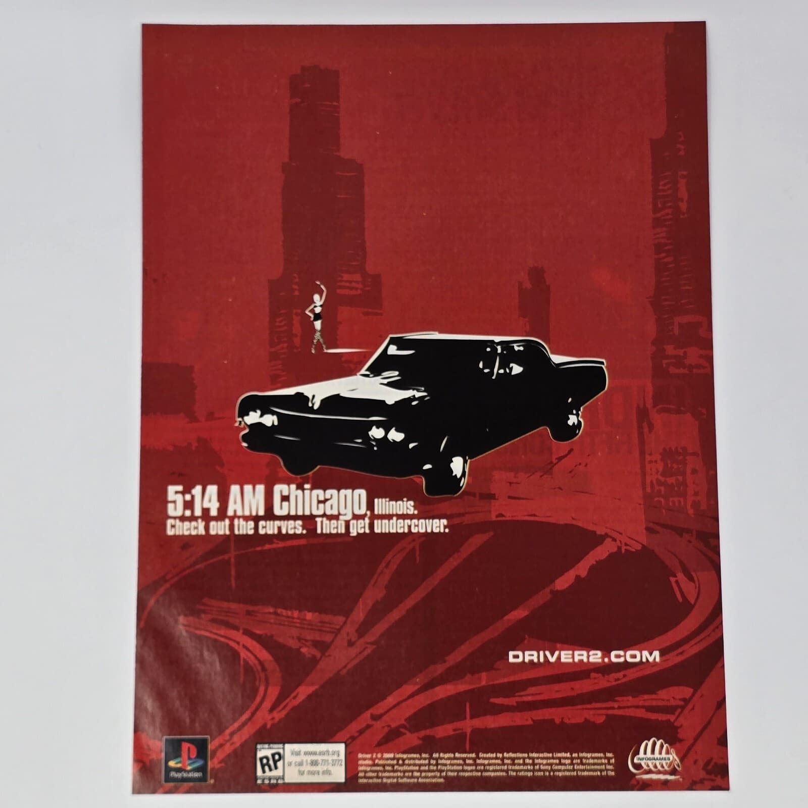 Driver 2 Sony PlayStation 1 PS1 5:14 AM Chicago Print Ad/Poster Promo Art