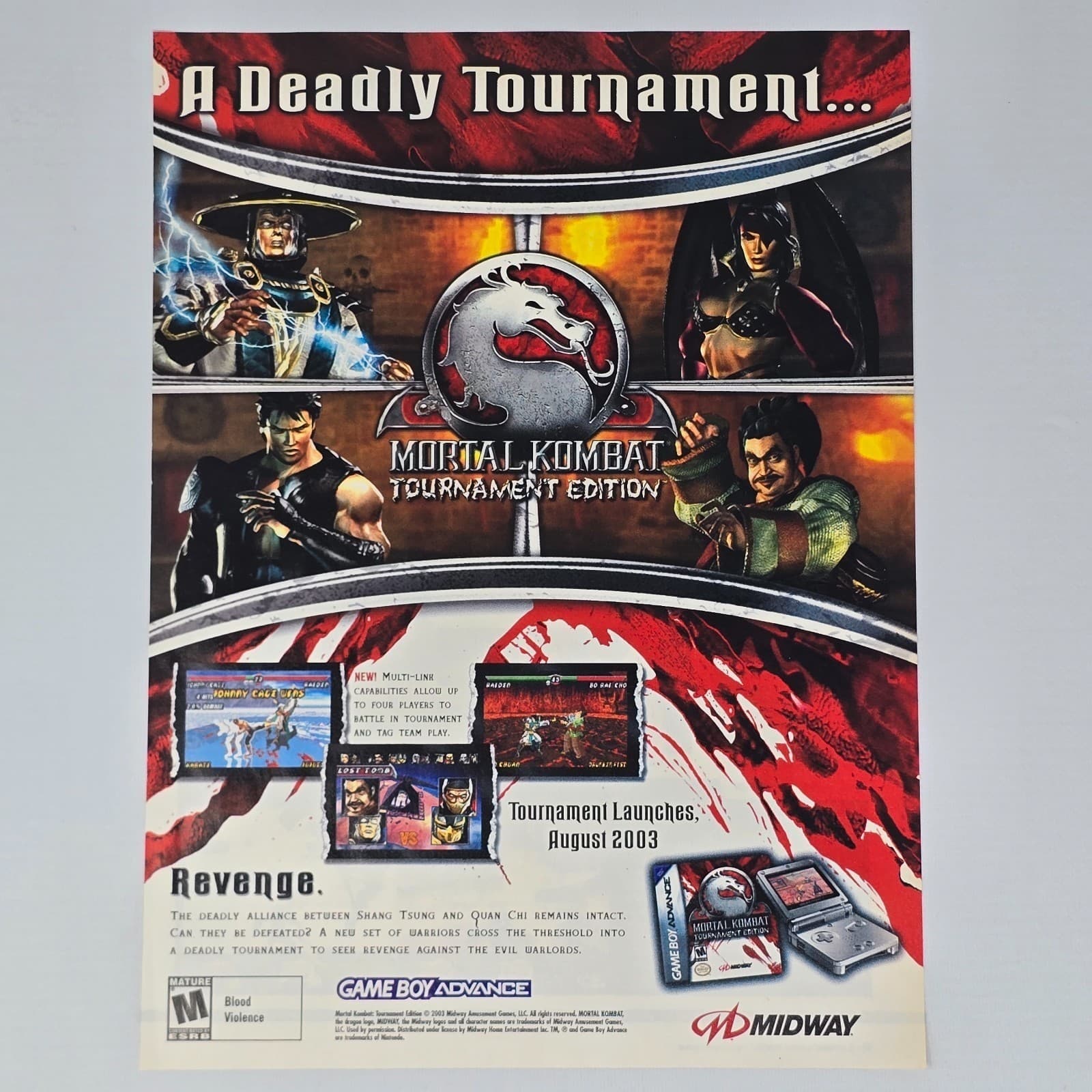 Mortal Kombat Tournament Edition Game Boy Advance Authentic Magazine Ad