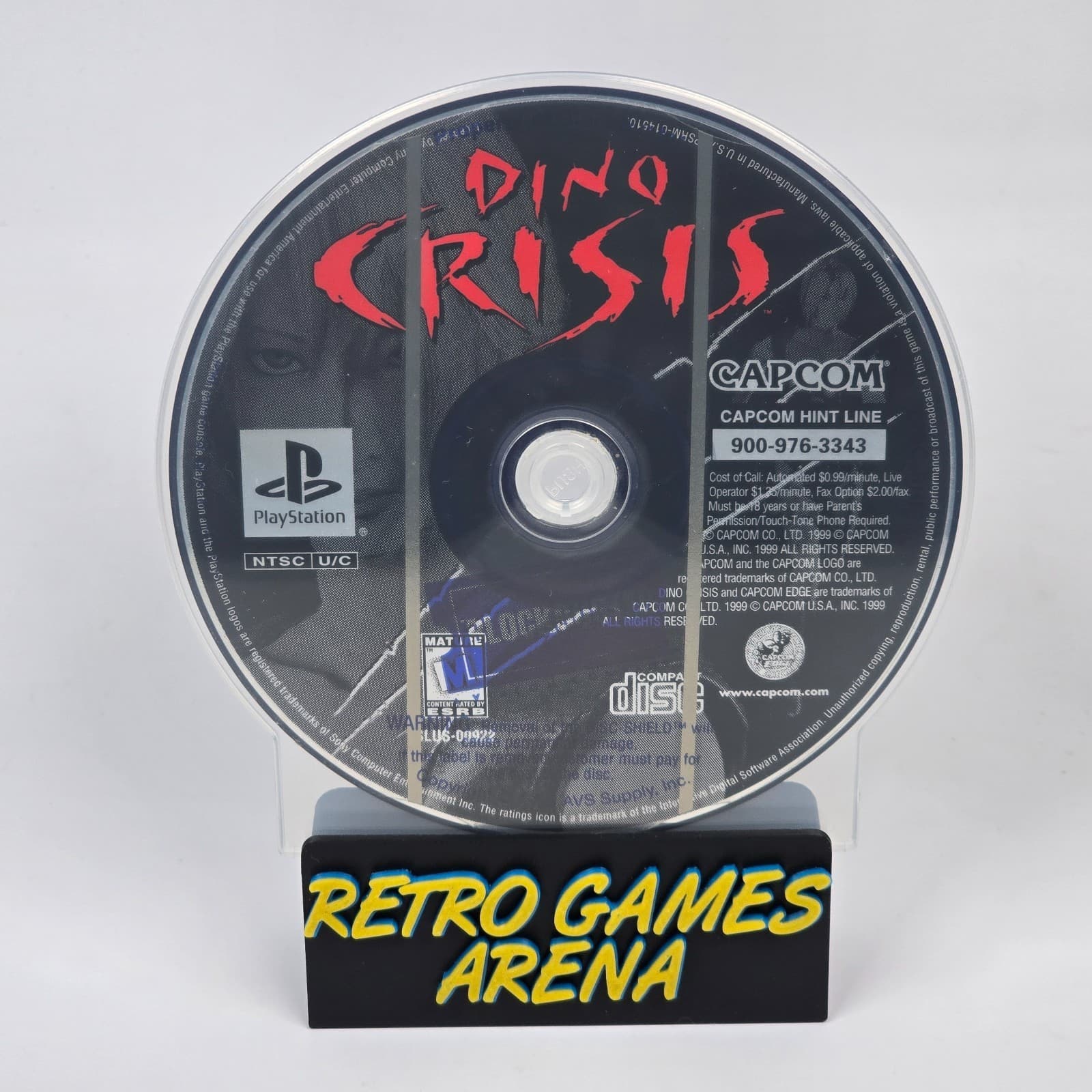 Dino Crisis (PlayStation 1 PS1) Black Label Disc (Blockbuster Rental Sticker)