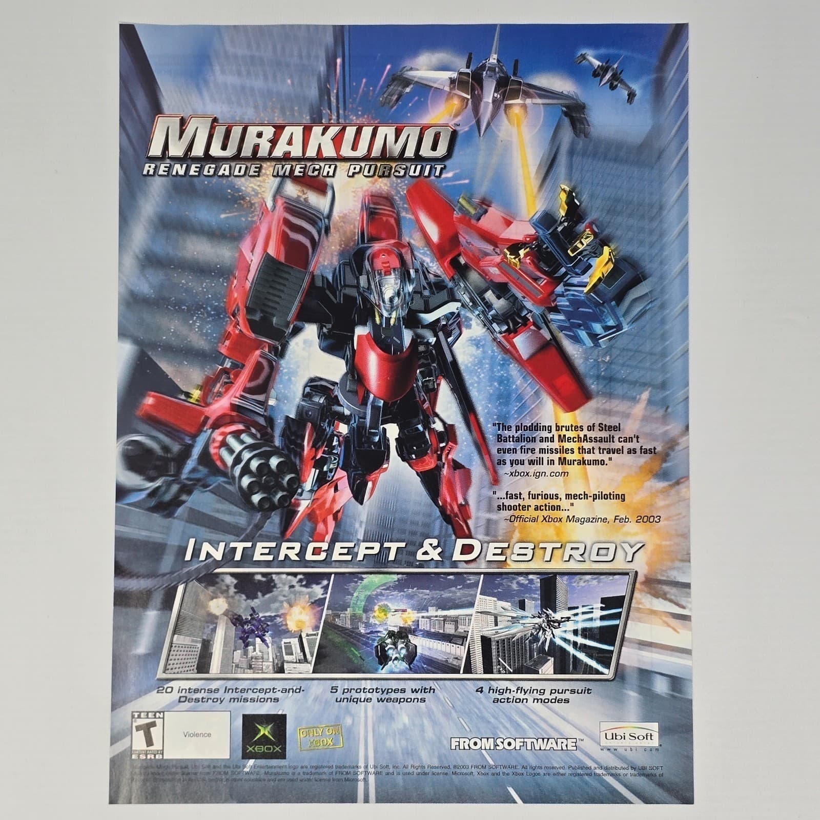 Murakumo Renegade Mech Pursuit Xbox Authentic Magazine Ad