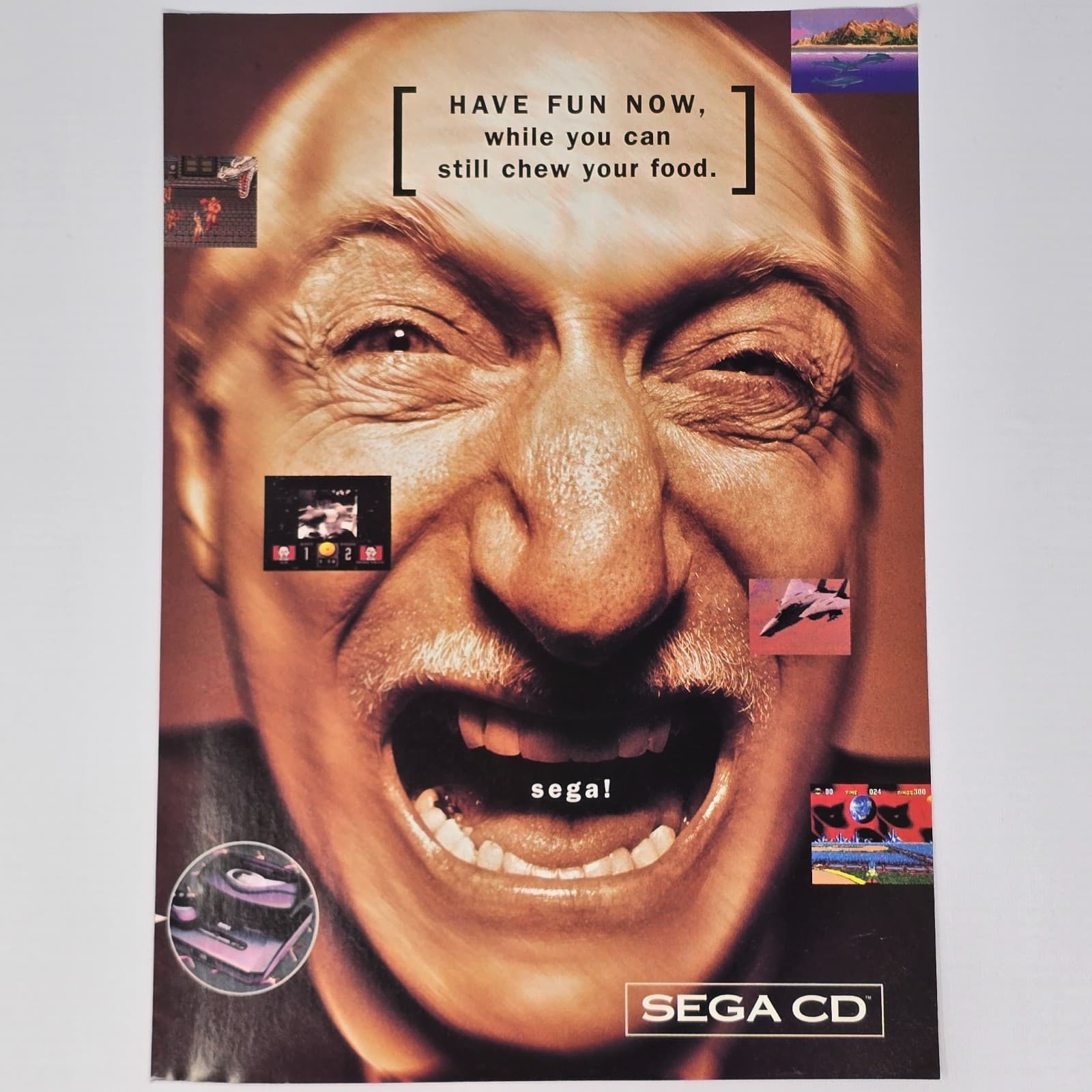 Sega CD Console Chew Your Food Print Ad/Poster