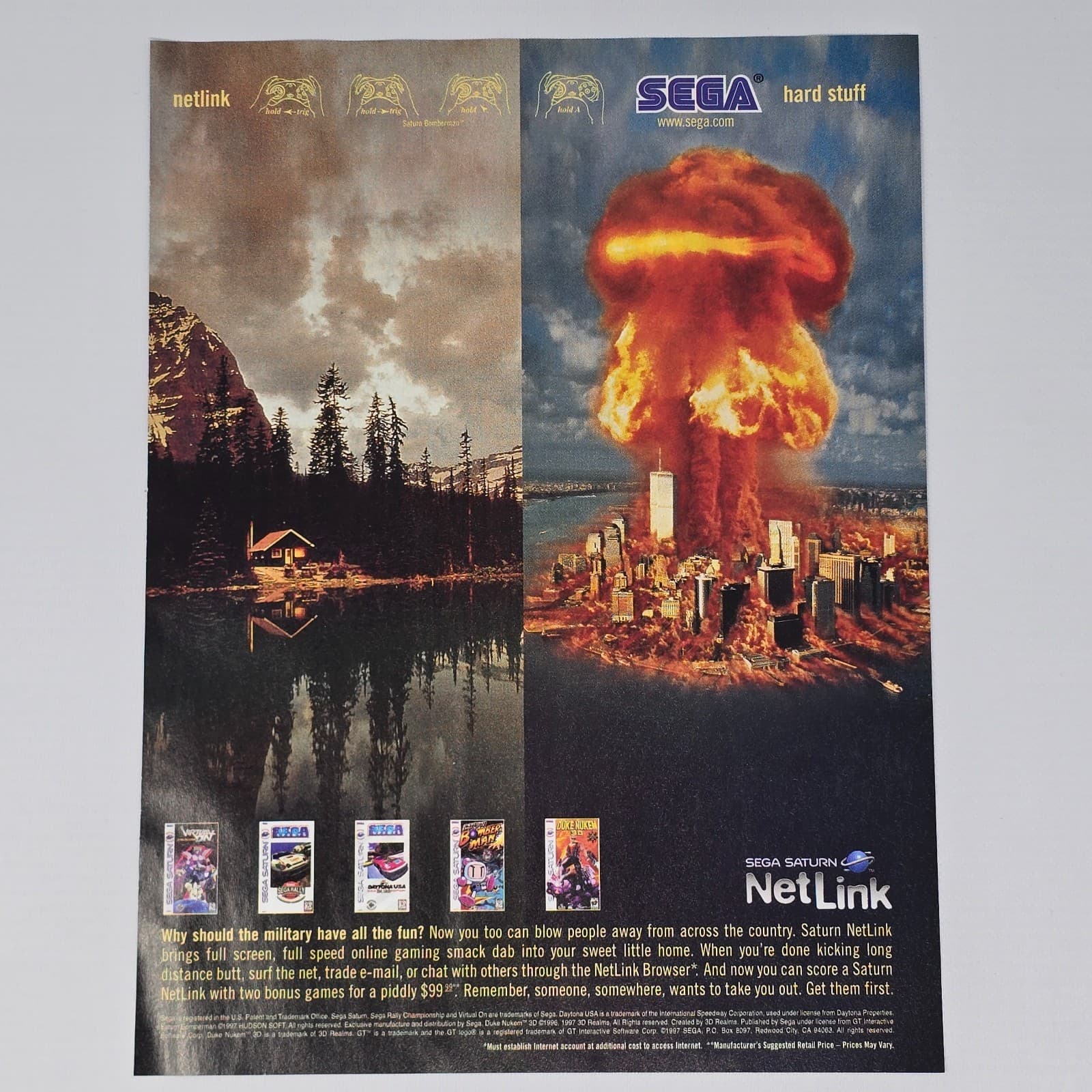 Sega Saturn Net Link Hard Stuff Print Ad/Poster