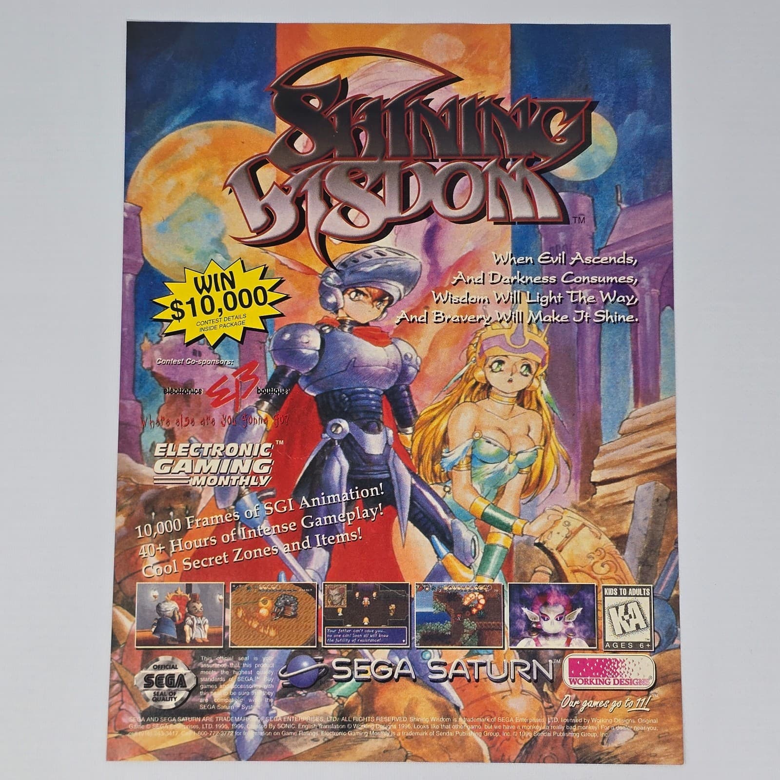 Shining Wisdom Sega Saturn Evil Ascends Print Ad/Poster