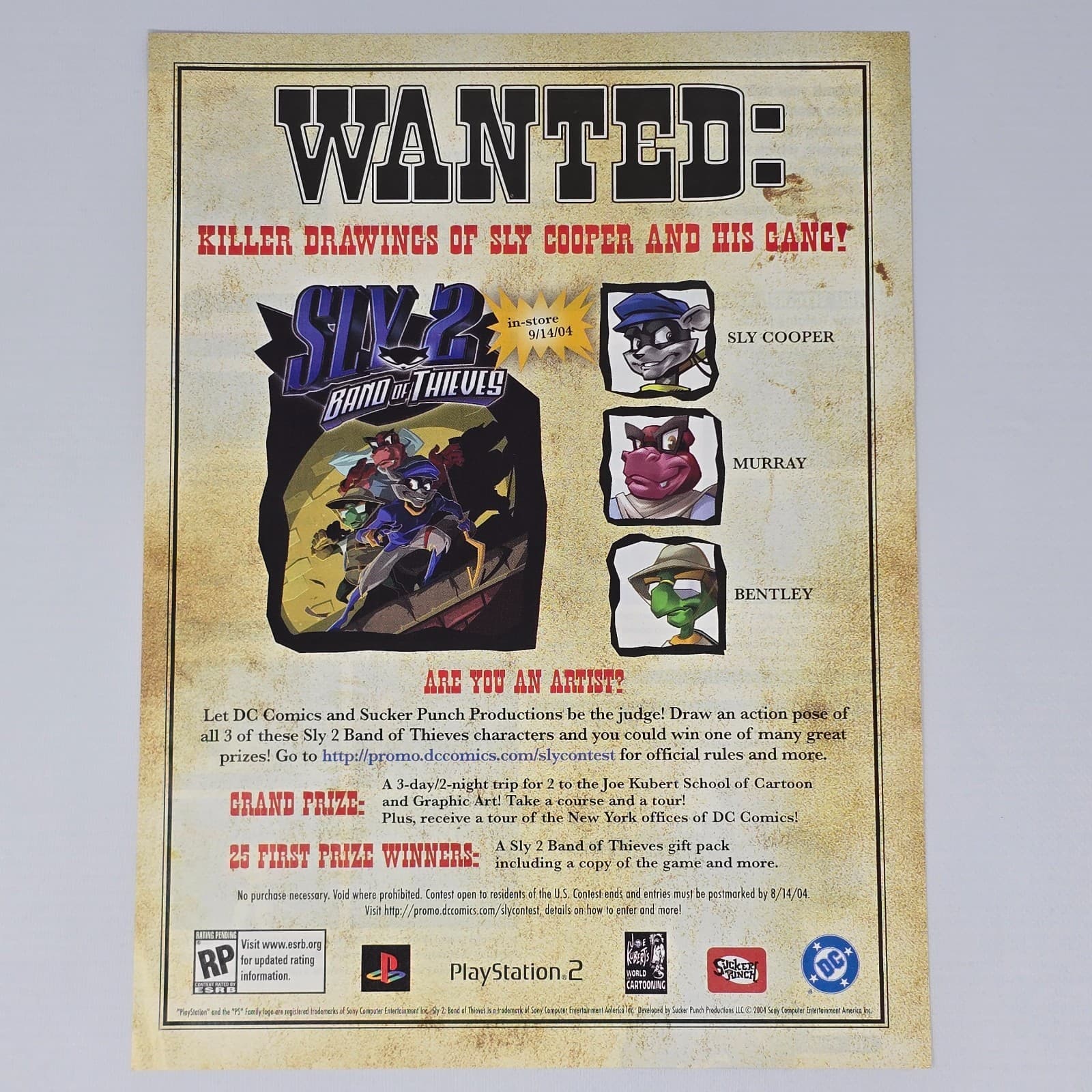 Sly 2 Band Of Thieves PlayStation 2 PS2 Wanted Print Ad/Poster
