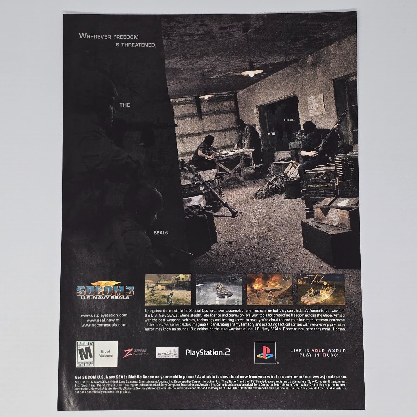 Socom 3 Us Navy Seals PlayStation 2 PS2 Threatened Print Ad/Poster