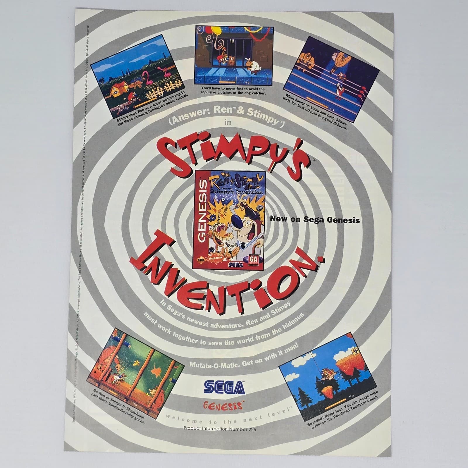 The Ren & Stimpy Show Sega Genesis Answer Print Ad/Poster