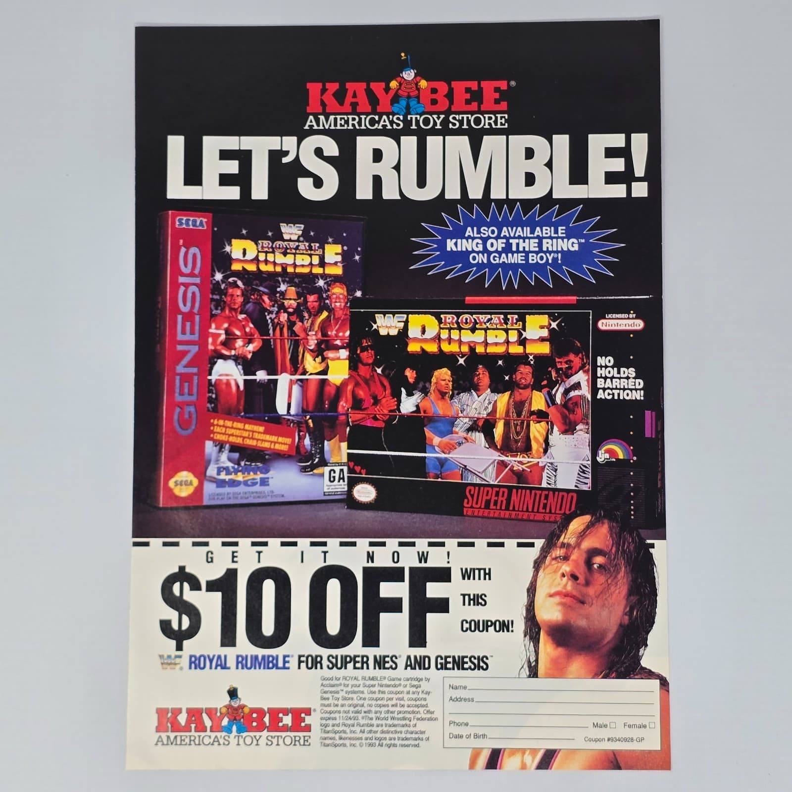 WWF Royal Rumble Sega Genesis Super Nintendo SNES Rumble Print Ad/Poster