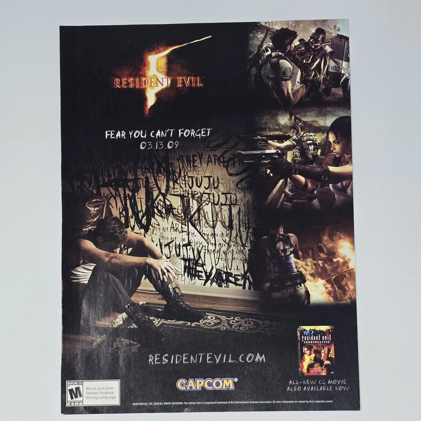 Resident Evil 5 Xbox 360 PlayStation 3 PS3 PC Can't Forget Print Ad/Poster