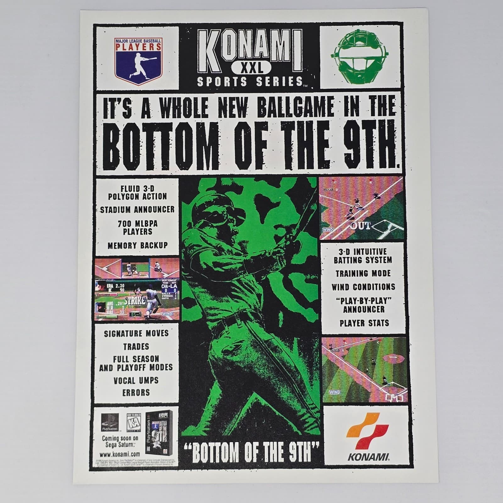 Bottom Of The 9TH PlayStation PS1 Ballgame Print Ad/Poster